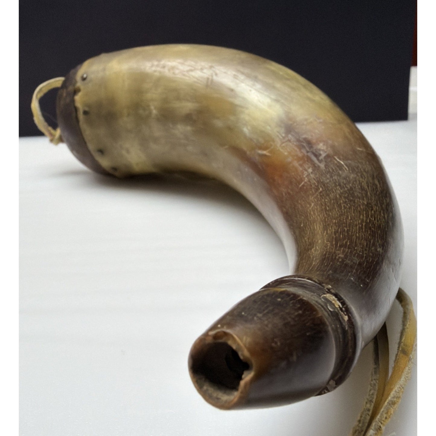 Old Primitive Powder Horn Powder Flask Wood Dome No Plug As Is