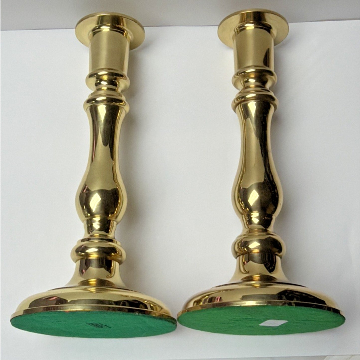 Vintage Set of 2 Brass Candle Holders Heavy Candlesticks Gold
