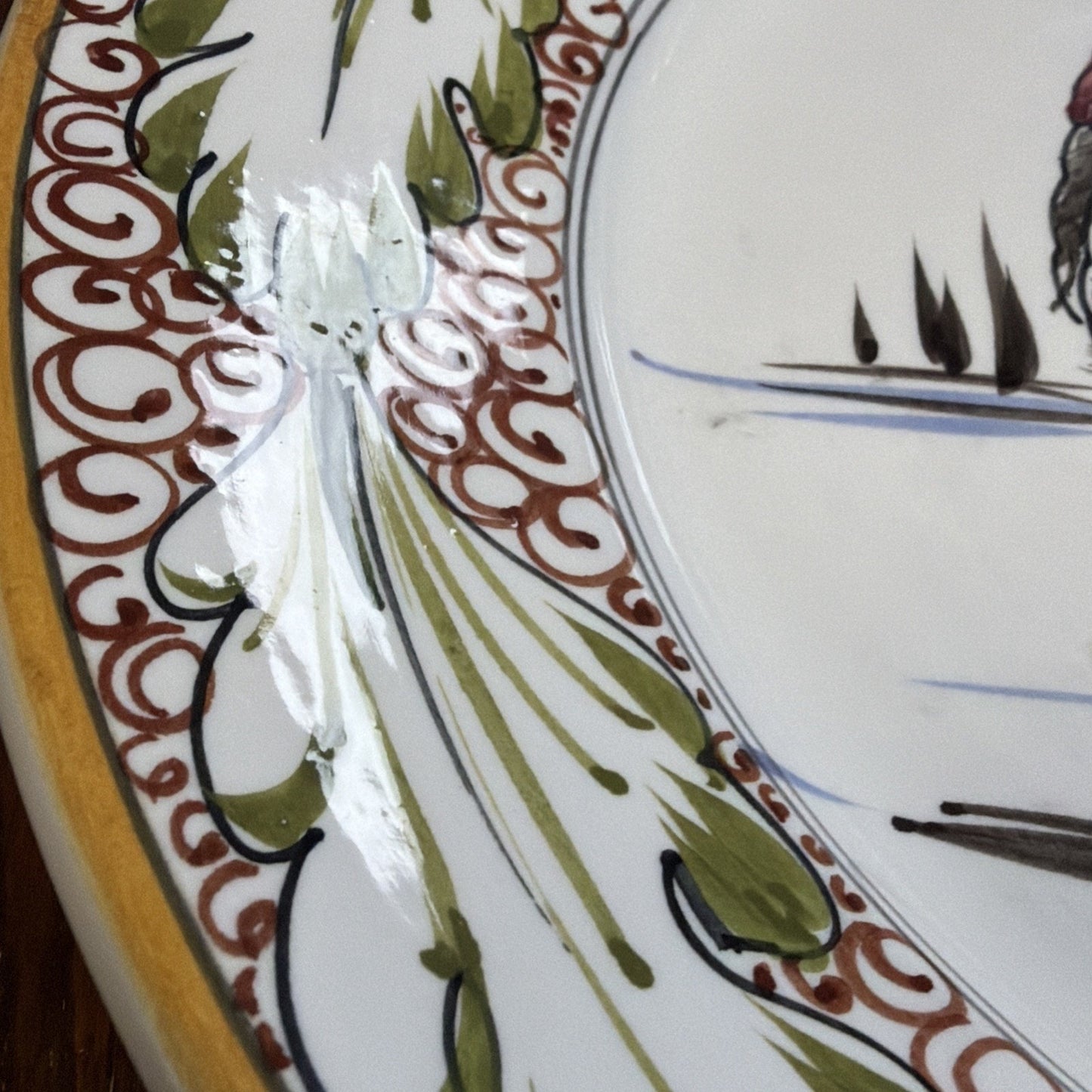 Vintage Mancioli Montelupo Majolica Pottery Turkey Plate Hand Painted
