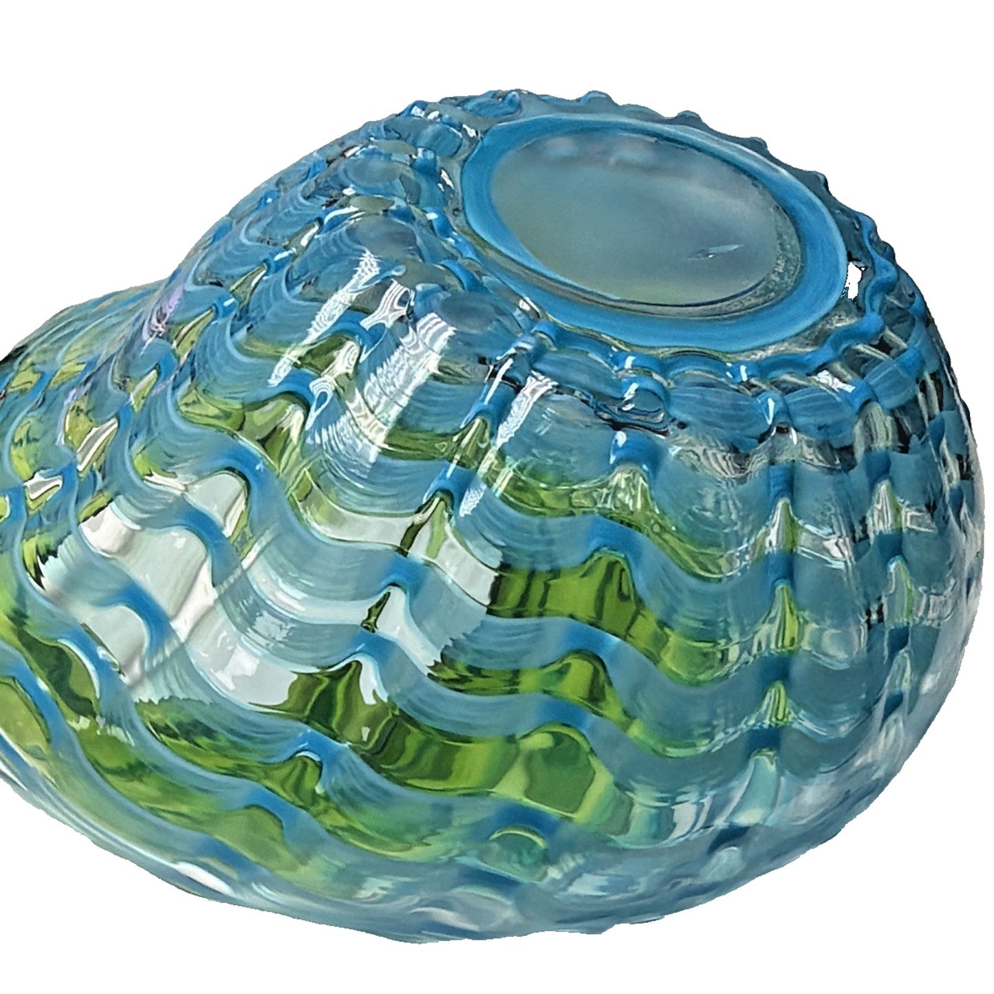Dale Tiffany Waterfront Hand Blown Art Glass Green Blue Favrille Vase Bowl