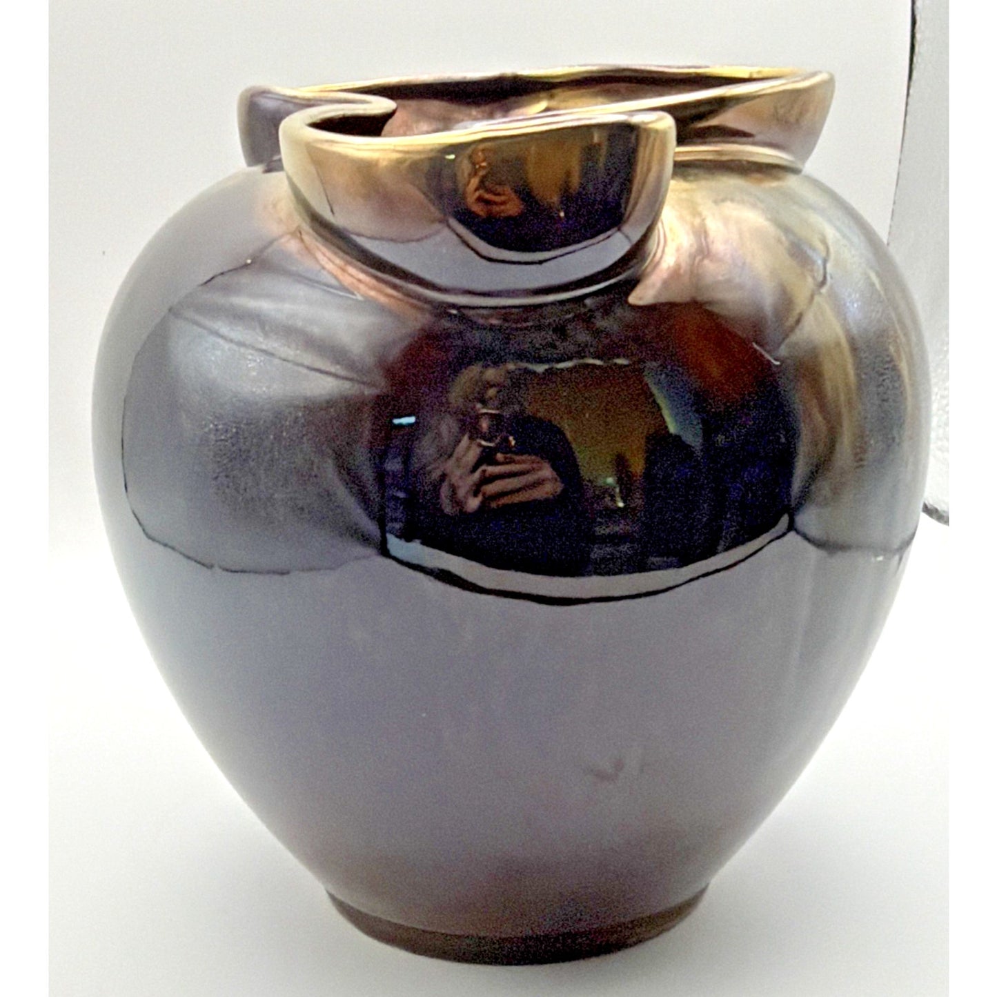 MCM Carstens Tonnieshof Freeform Art Pottery Vase Brown Iridescent Glaze