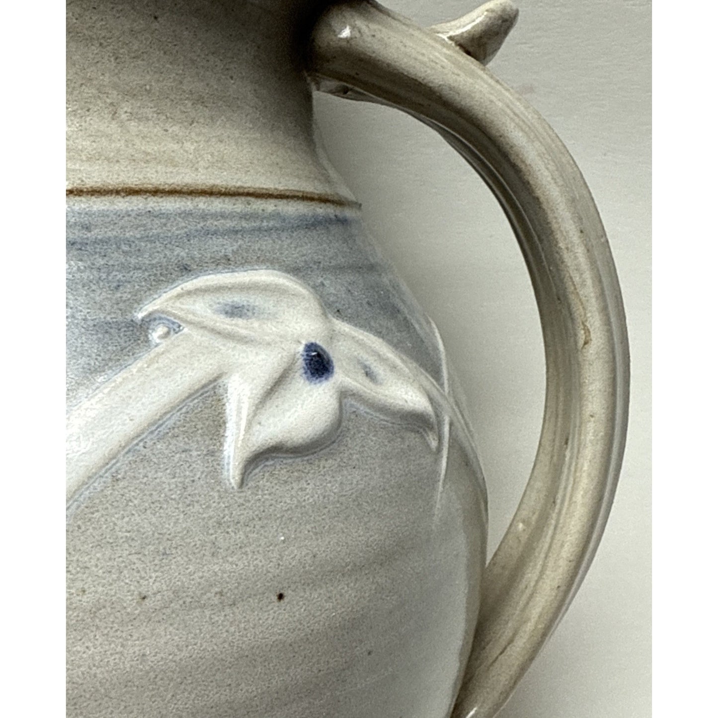 Noble Studio Art Pottery Pitcher Bowl Basin Trillium Blue White