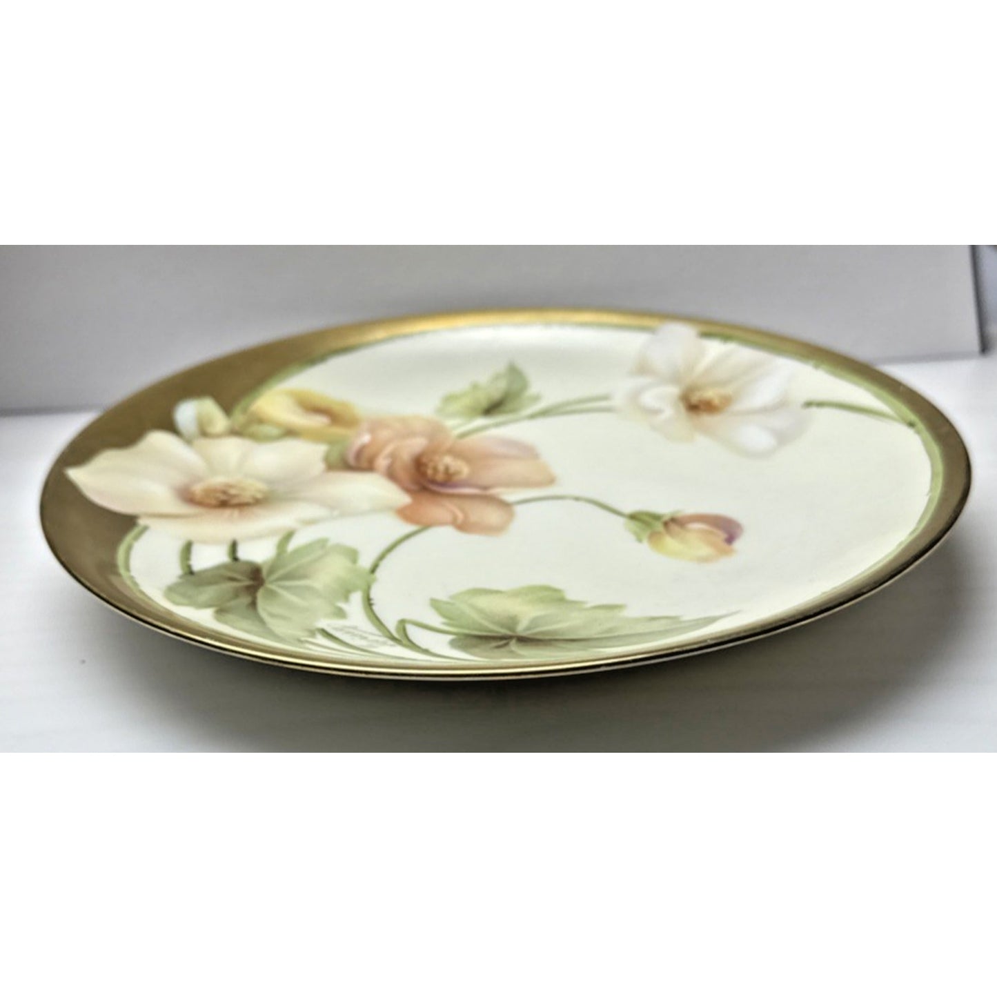 Old RS Prussia Germany Hand Painted Cabinet Plate Gold Floral Signed