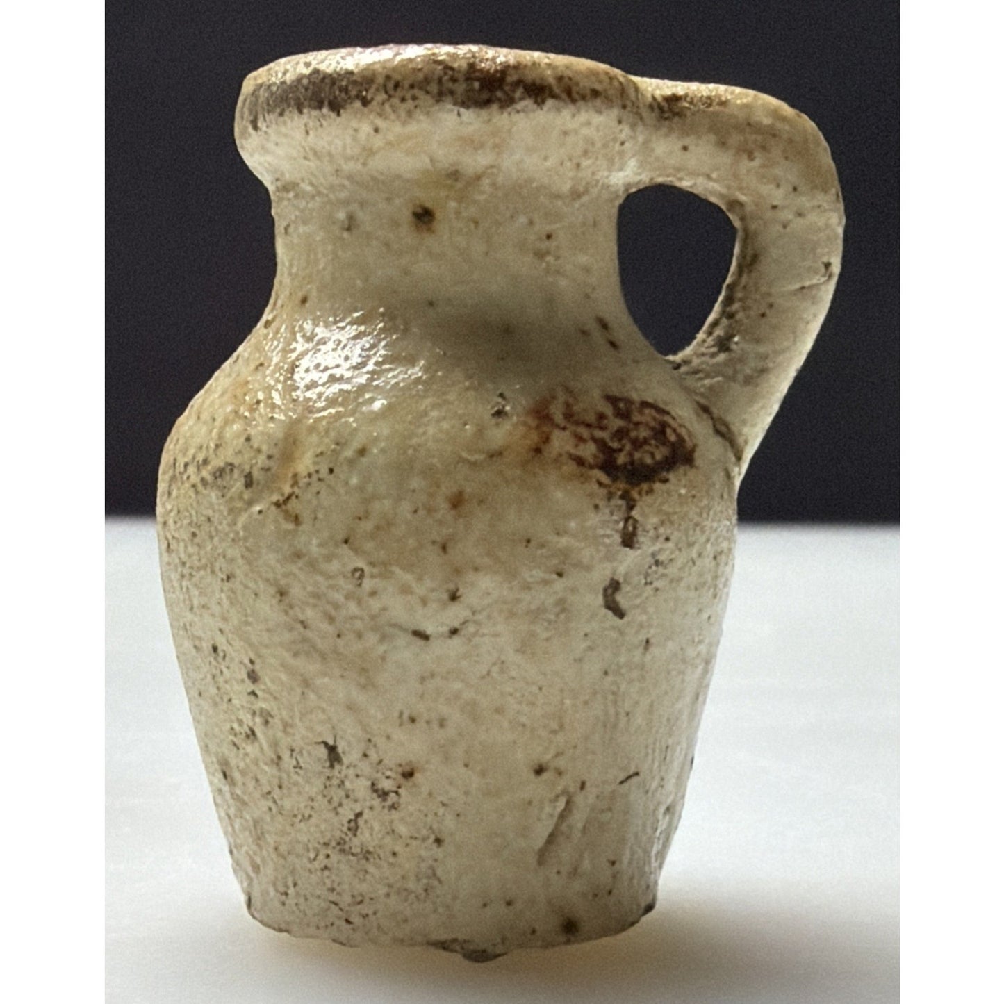 Antique Primitive Miniature Pottery Jug Handled Pitcher As Is
