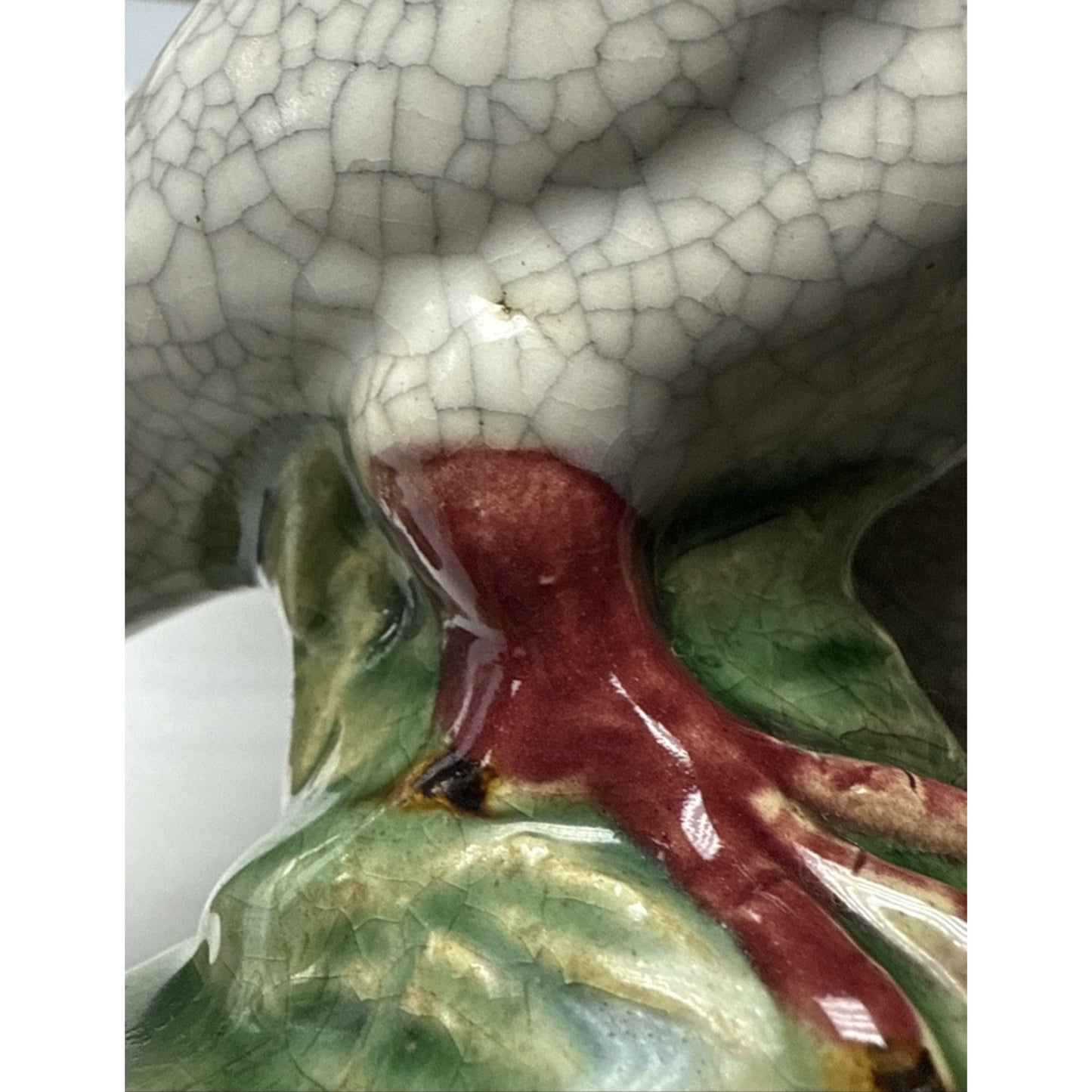 Vintage Chinese Crackle Glazed Majolica Pottery Doves Love Birds Sculpture