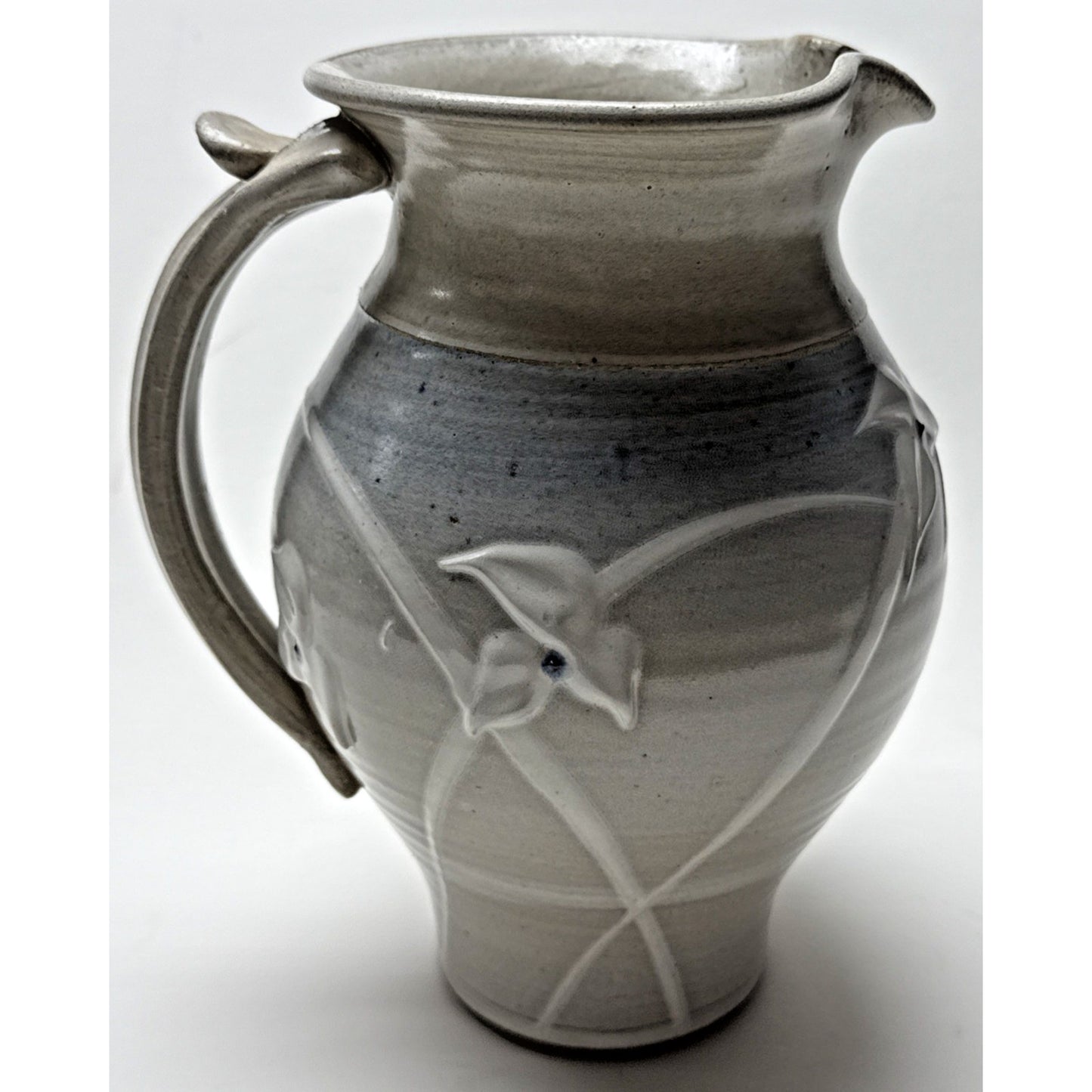 Noble Studio Art Pottery Pitcher Bowl Basin Trillium Blue White