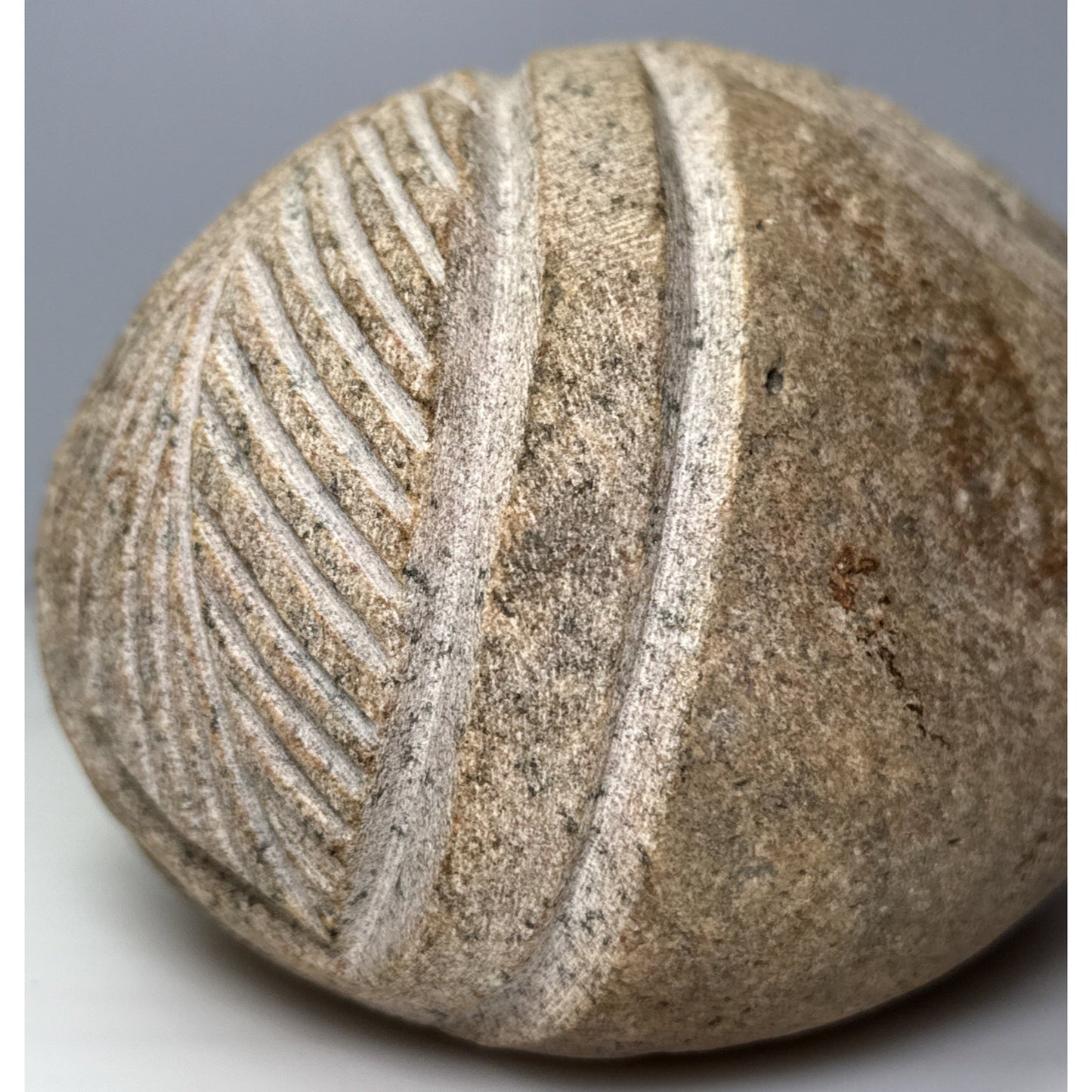 Vintage Native American Carved Stone Rock Indian Head Chief Signed Symbols