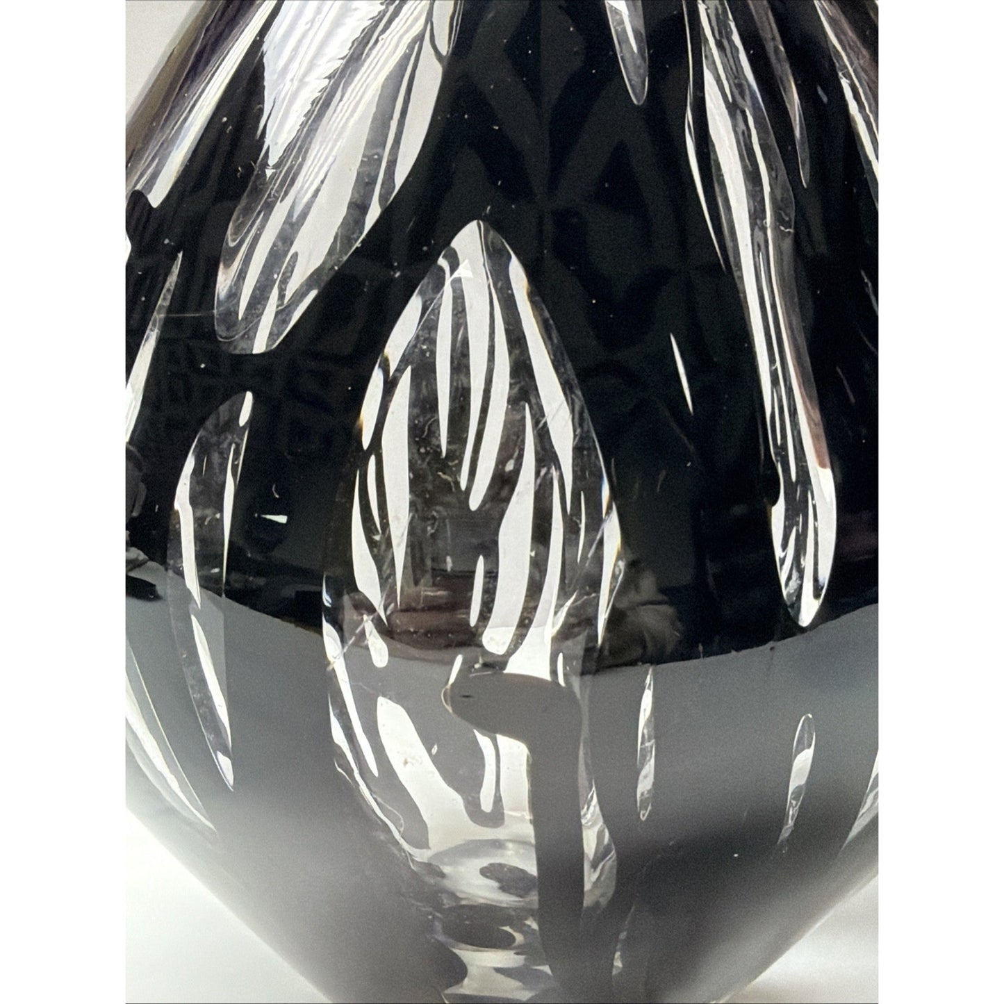 MCM Blown Art Glass Vase Black Drip Abstract Bulb Teardrop Onion