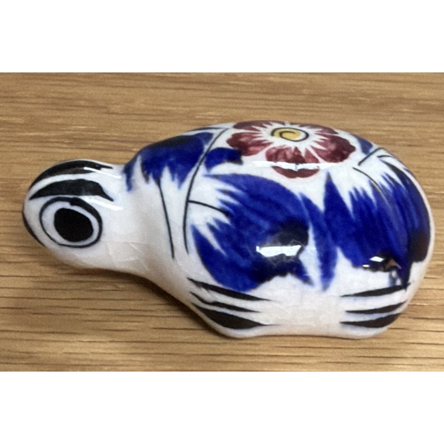 Vtg Mexican Tonala Pottery Mini Turtle Hand Painted Glazed Floral Signed As Is