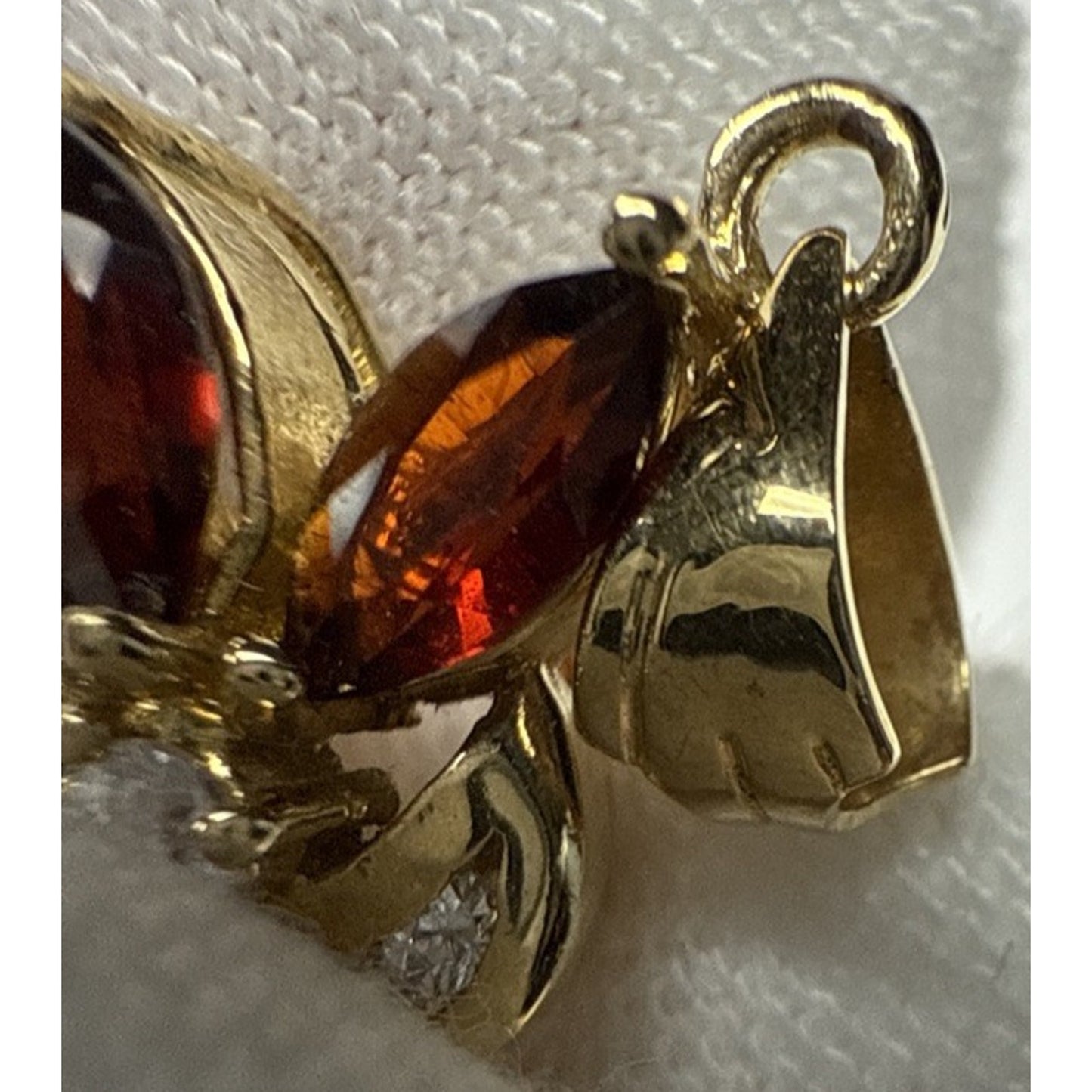 Vintage 10k Gold Plated Flower Cluster Pendant Charm Ruby Garnet Crystal As-Is