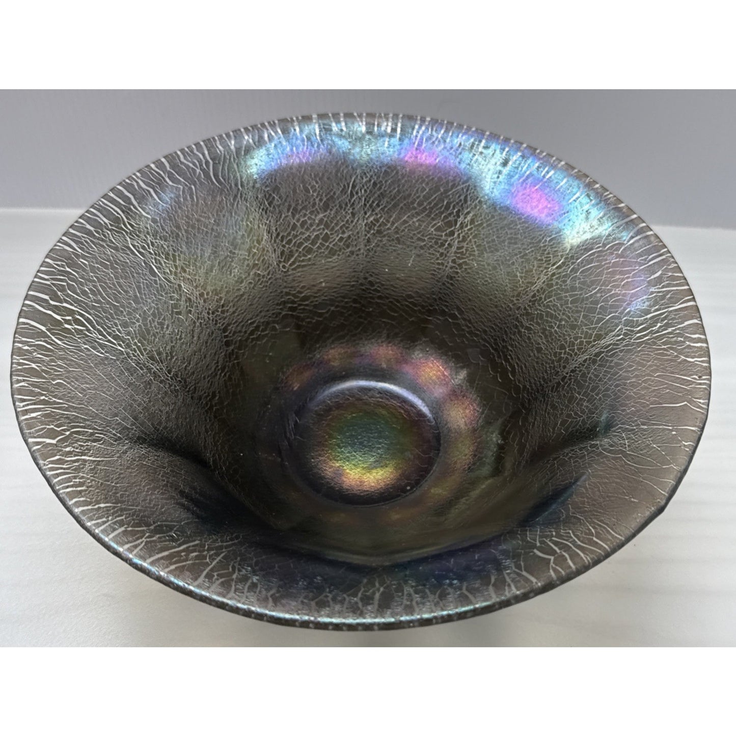 Vintage Imperial Glass Smoke Carnival Stretch Wide Panel Bowl Flare Rim As Is