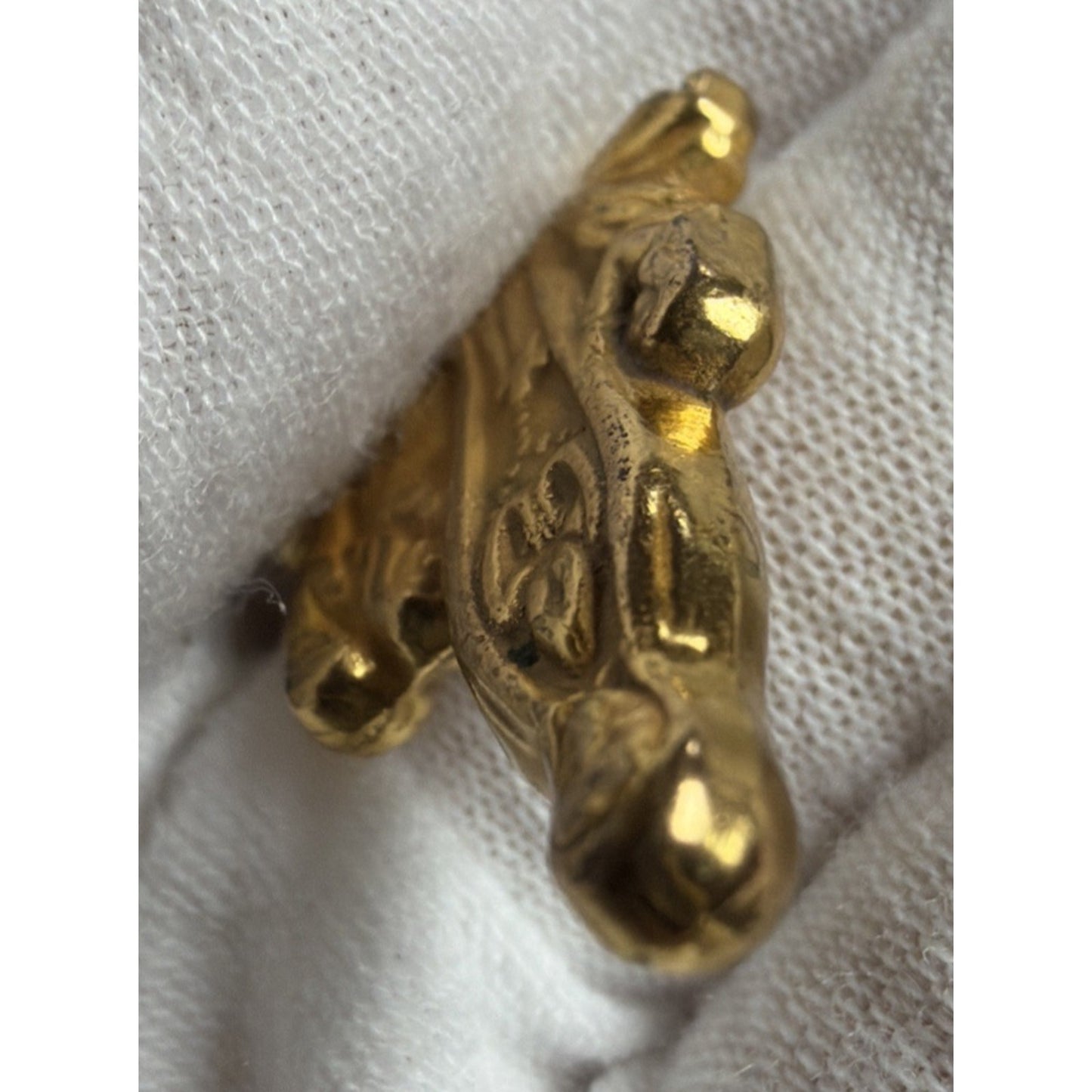 Vintage Catholic Pocket Shrine Our Lady of Fatima Blessed Gold Tone Metal