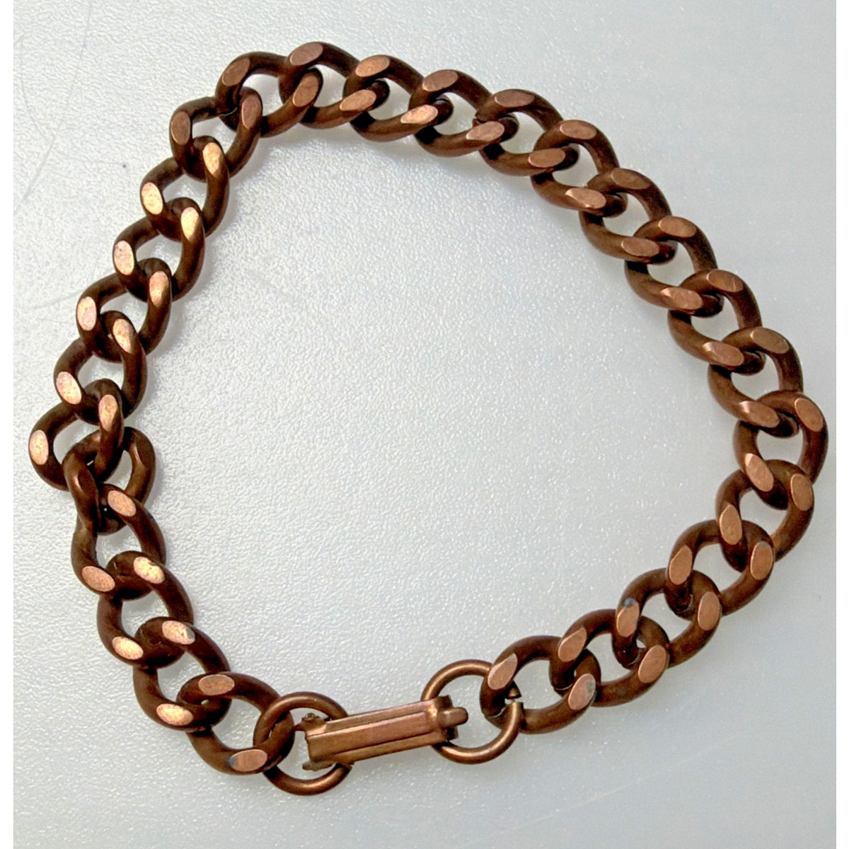 Vintage Copper Flat Cuban Curb Link Chain Bracelet