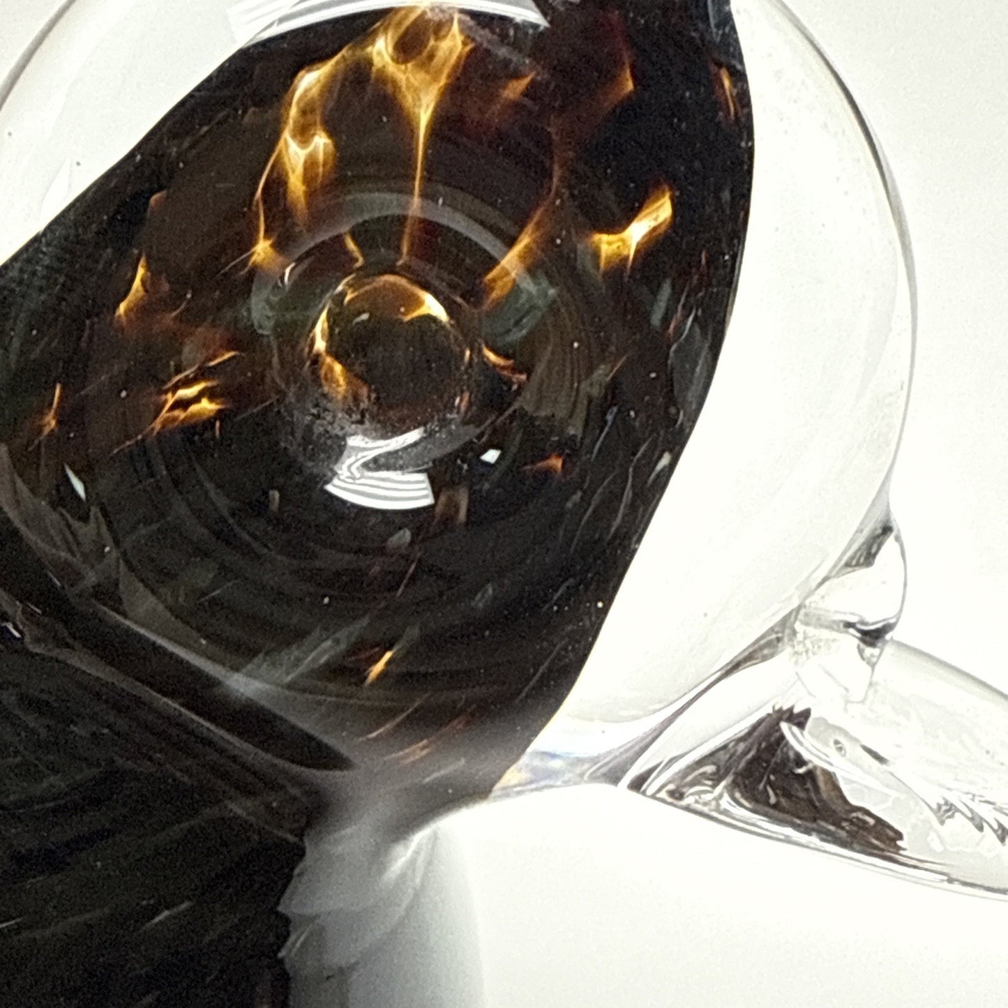 Wedgwood England Crystal Duck Mottled Black Brown Tortoise Glass Figurine Signed