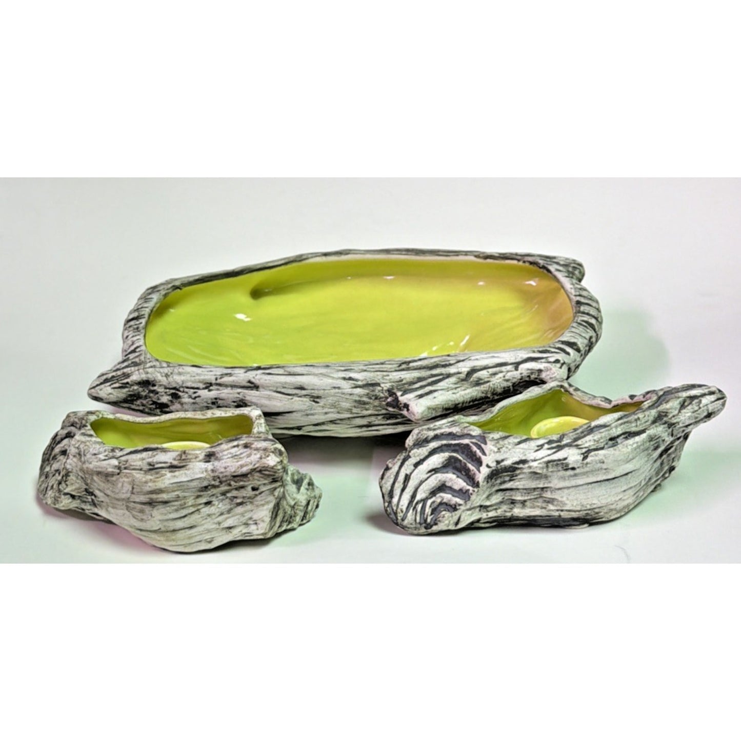 William WM S Frazier California Art Pottery Driftwood Console Candle Holder #414