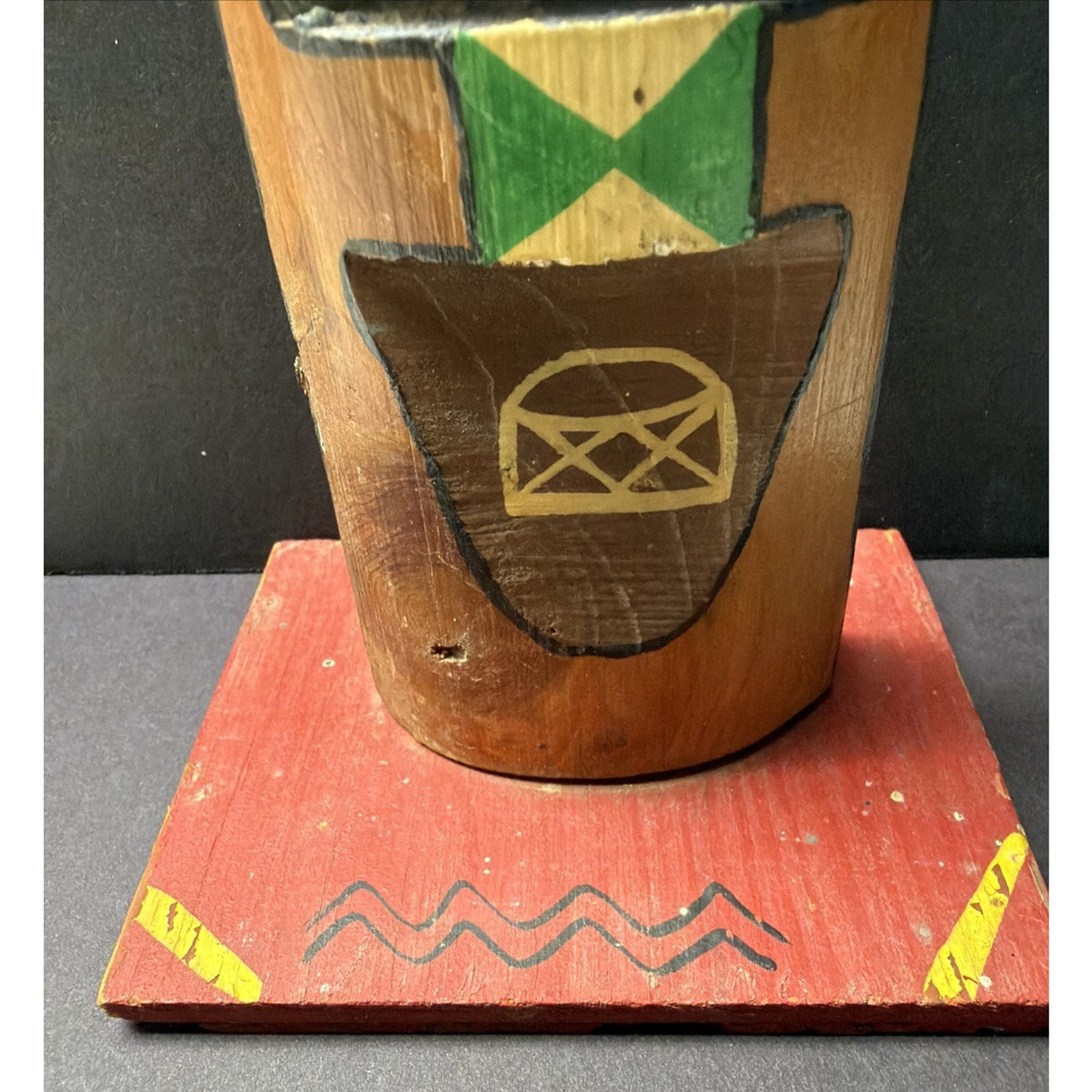 Old Hand Carved Painted Totem Pole Stacked Native Southwest As Is