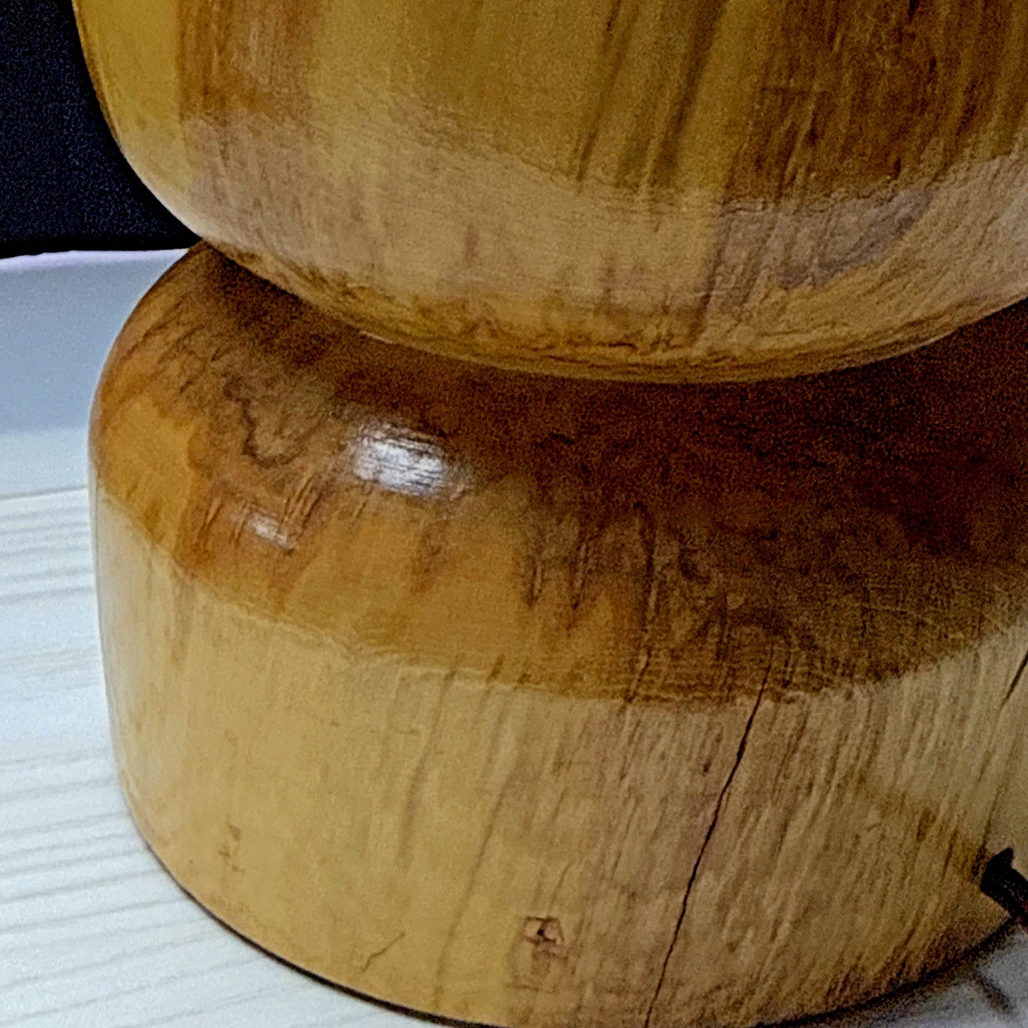 Vintage Wood Turned Table Lamp Burlwood Tall Flame Finial As Is Read