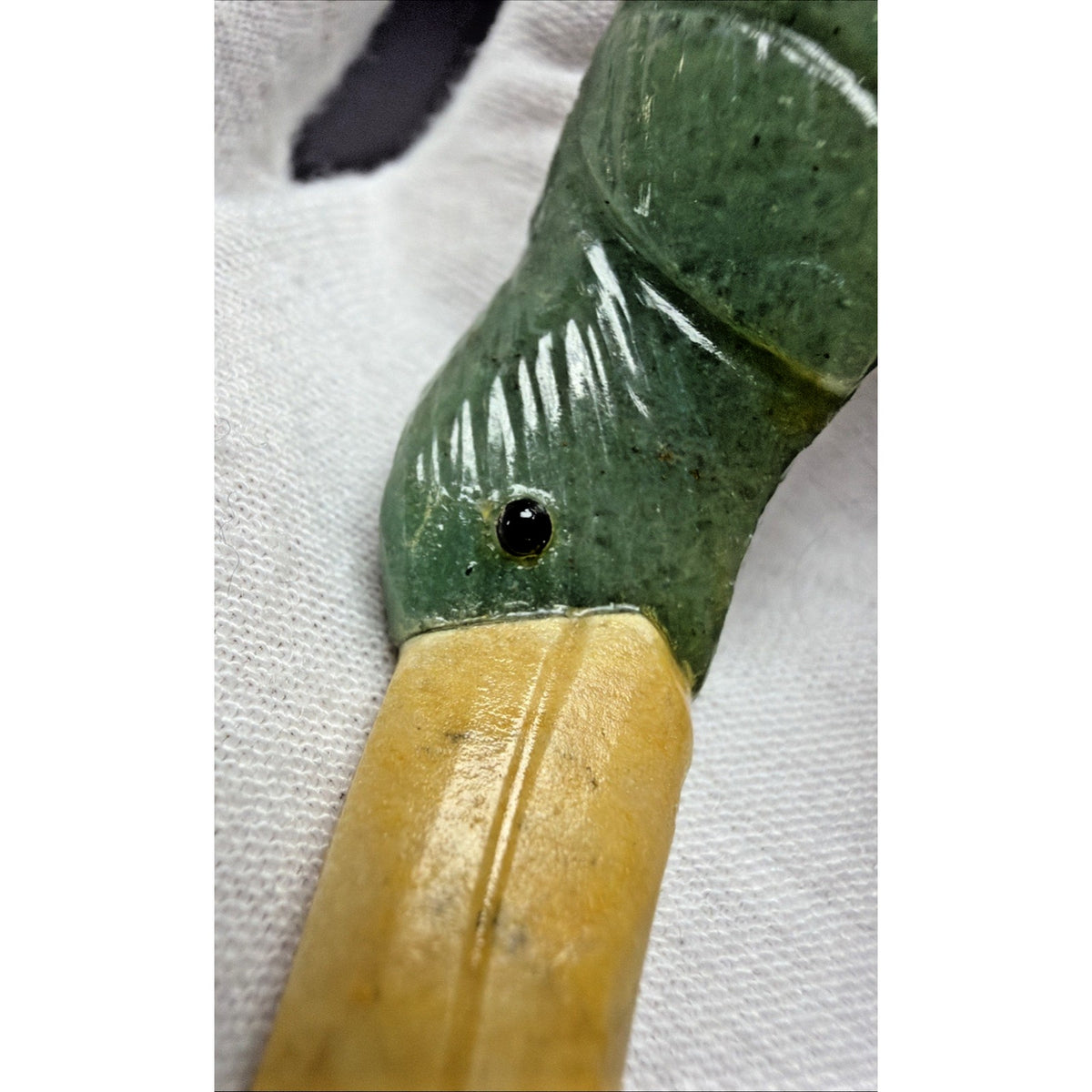 Vintage Brazilian Green Stone Toucan Bird Sculpture Amethyst Crystal Base As Is