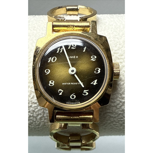 Vintage Timex Analog Quartz Watch Stainless Steel Gold Tone Ring Band As Is