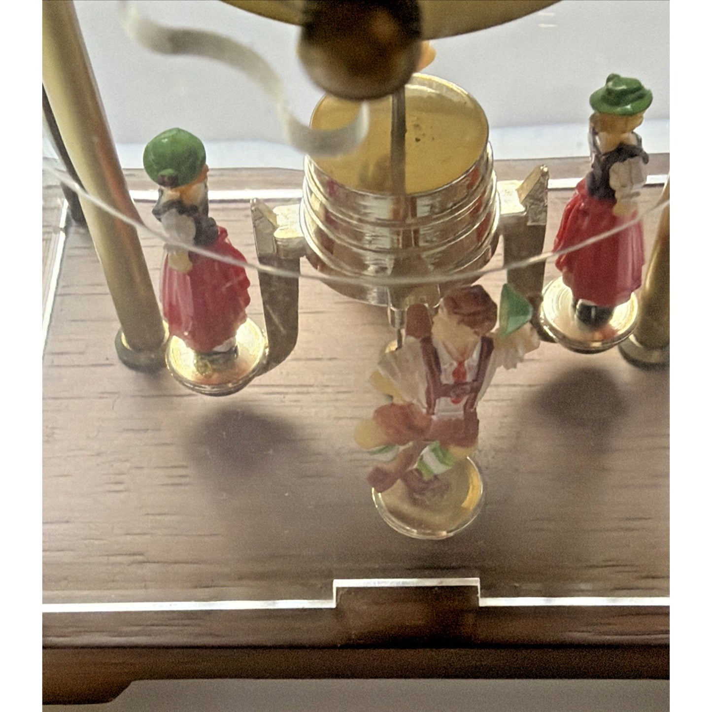 Schmid West Germany Wind Up Mantel Clock Torsion Pendulum Glass Wood Case As Is