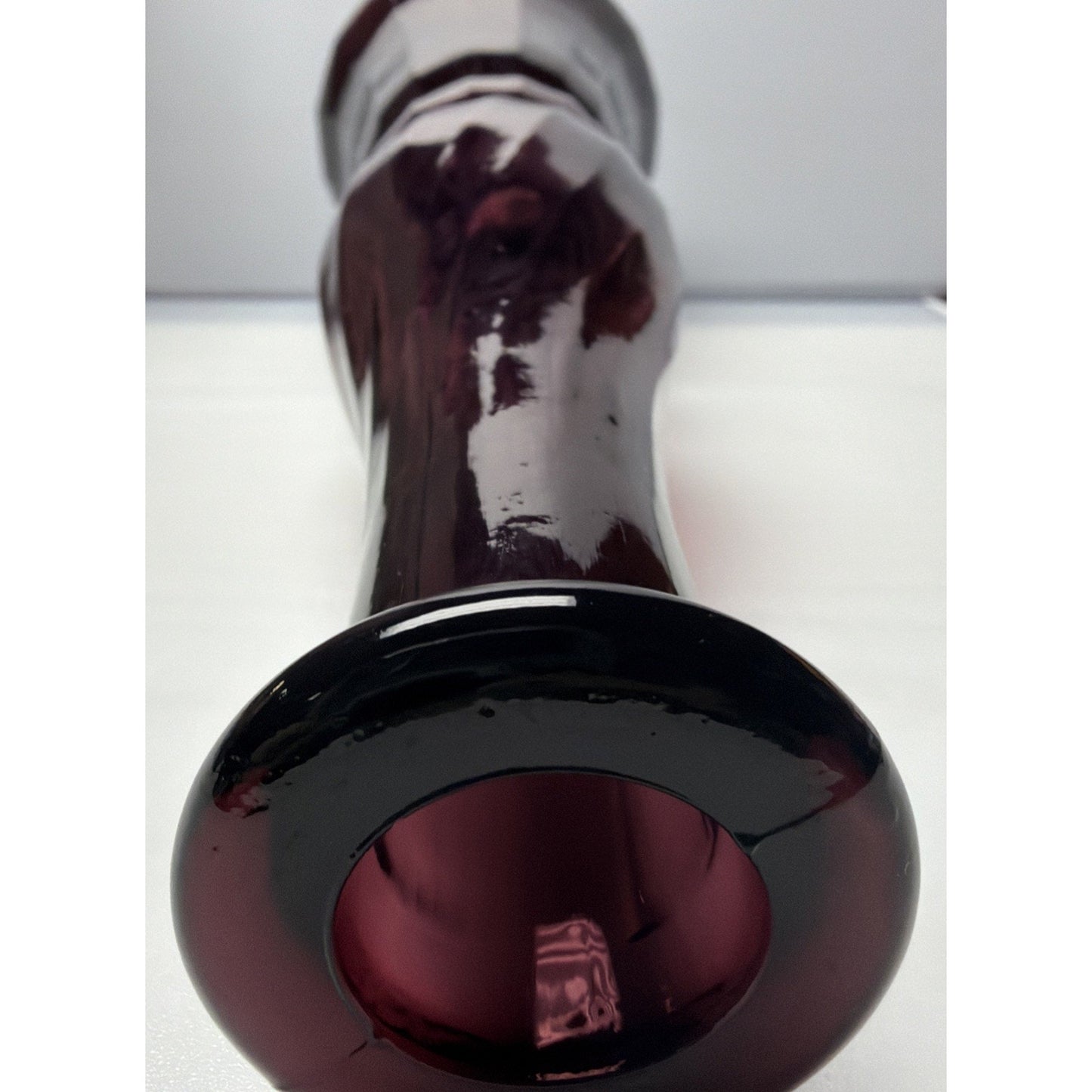 MCM Empoli Glass Purple Amethyst Genie Bottle Decanter Ribbed Optic No Stopper