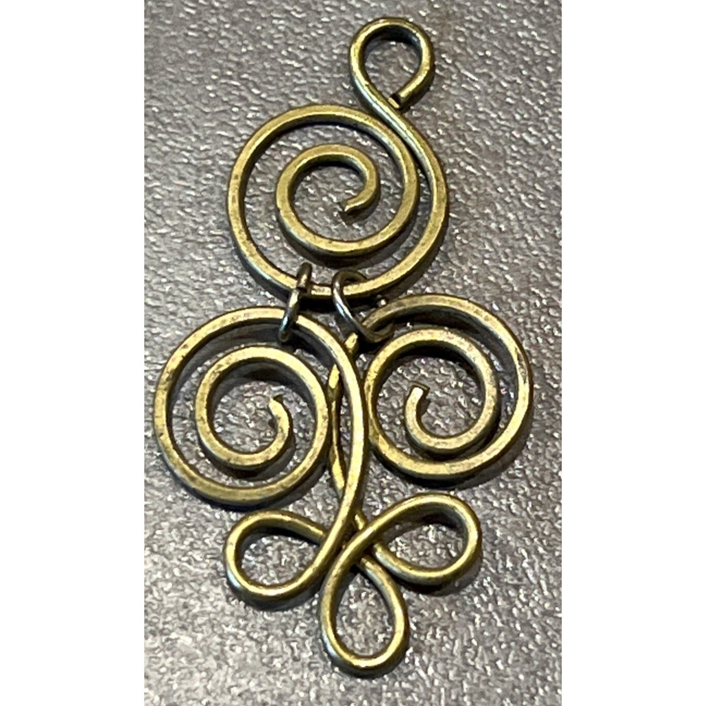 Vintage Celtic Budding Spiral Pendant Charm Gold Tone Brass