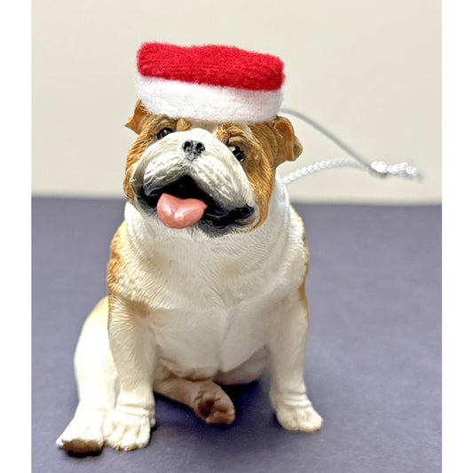 Vintage Sandicast Bulldog Puppy Dog Fawn Ornament Hat Box