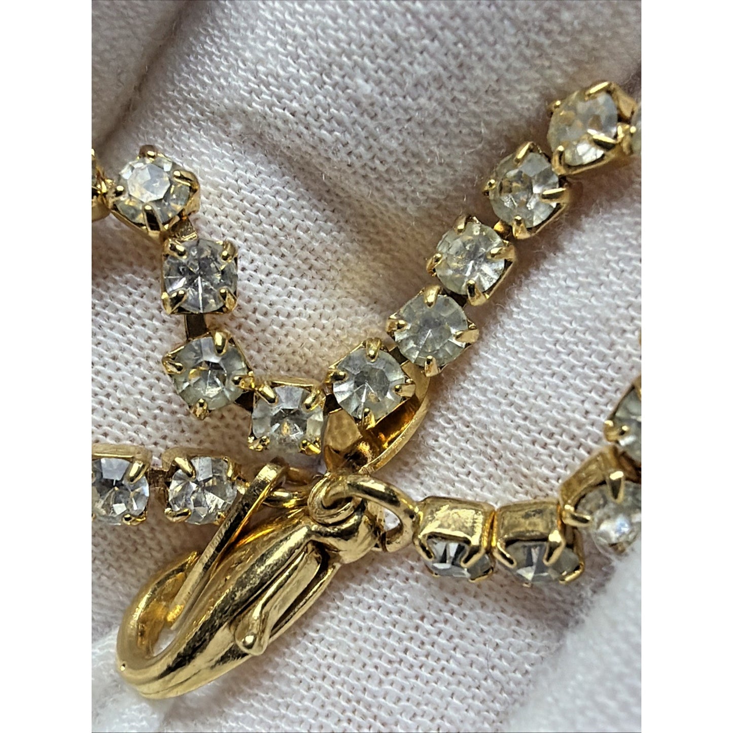 Vintage Park Lane Gold Tone Faceted Rhinestone Tennis Bracelet 7.25”