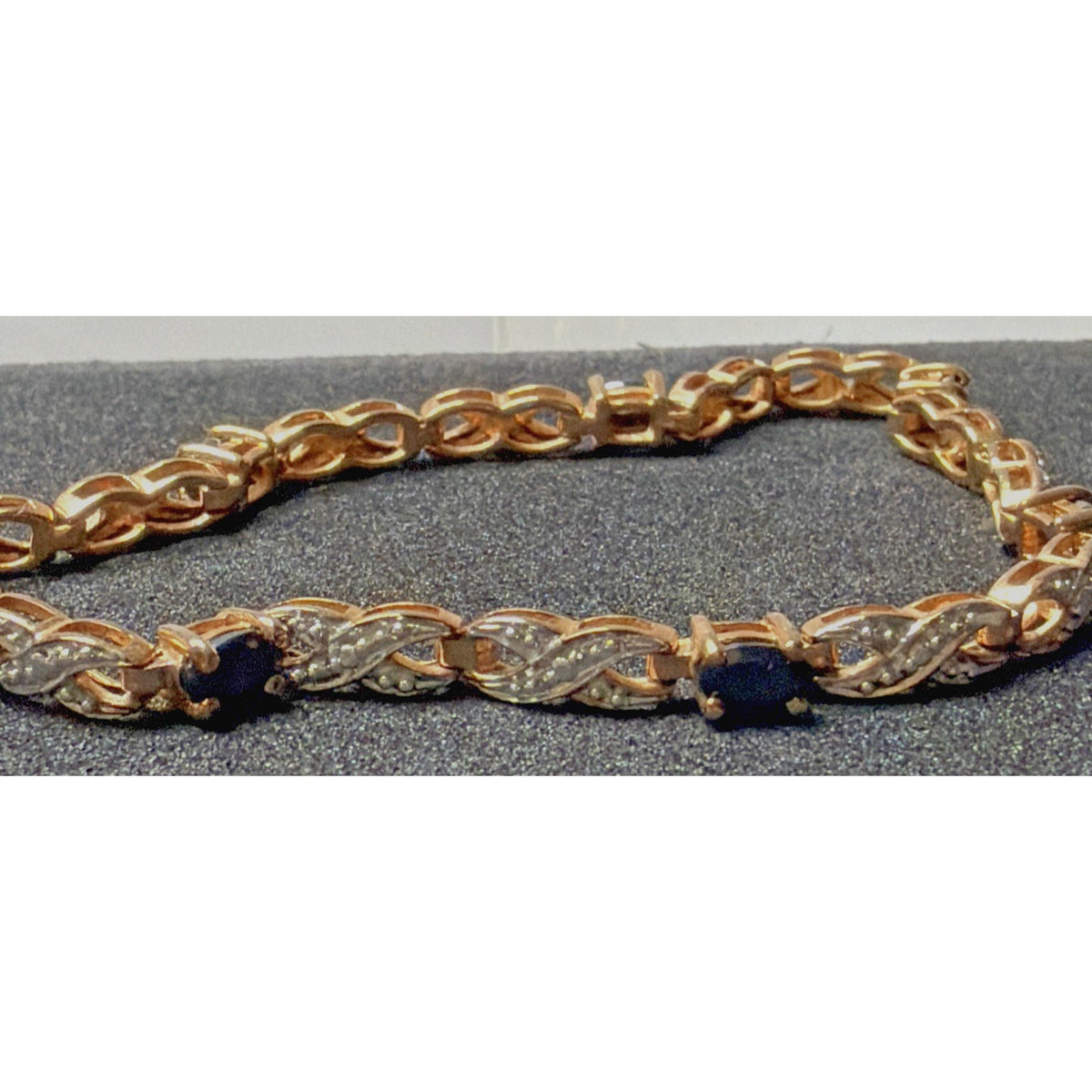 Sterling Silver Rose Gold Vermeil Sapphire Diamond Tennis Bracelet Eternity Read