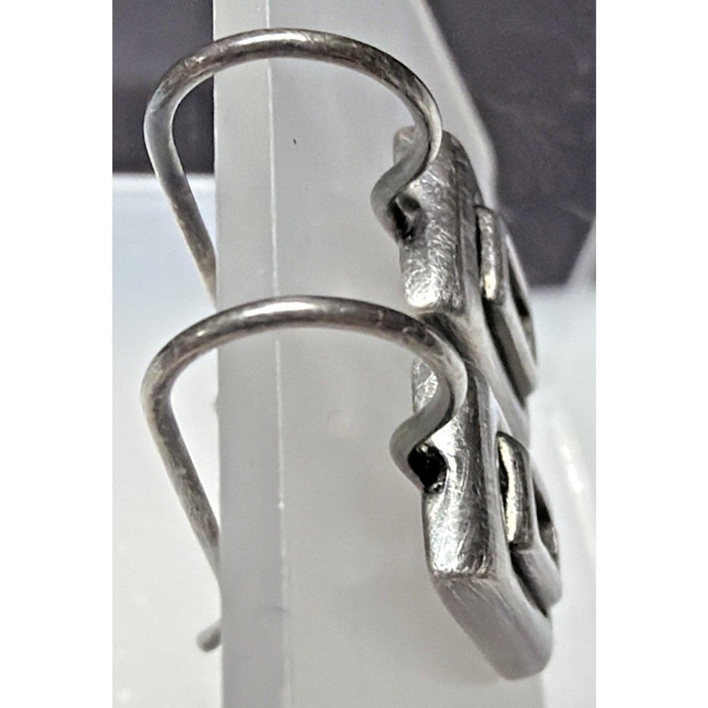 Vintage Sterling Silver 925 Modernist Rectangle Picture Frame Earrings Hook