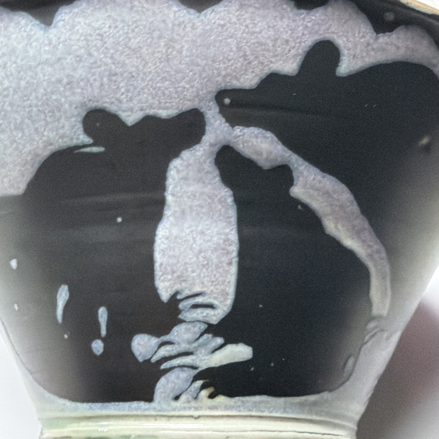 Martye Allen Pottery Sgraffito Wildlife Bowl Bear Family Footed Bear Paw Signed