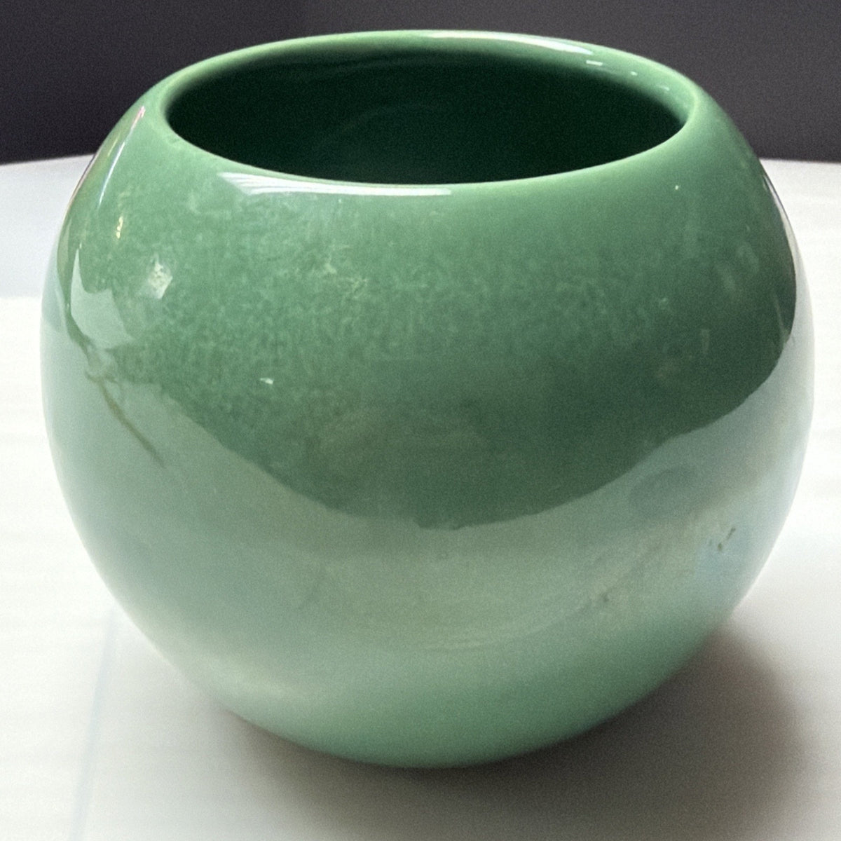 MCM Haeger Pottery Orb Spherical Ball Planter Vase As Is Green