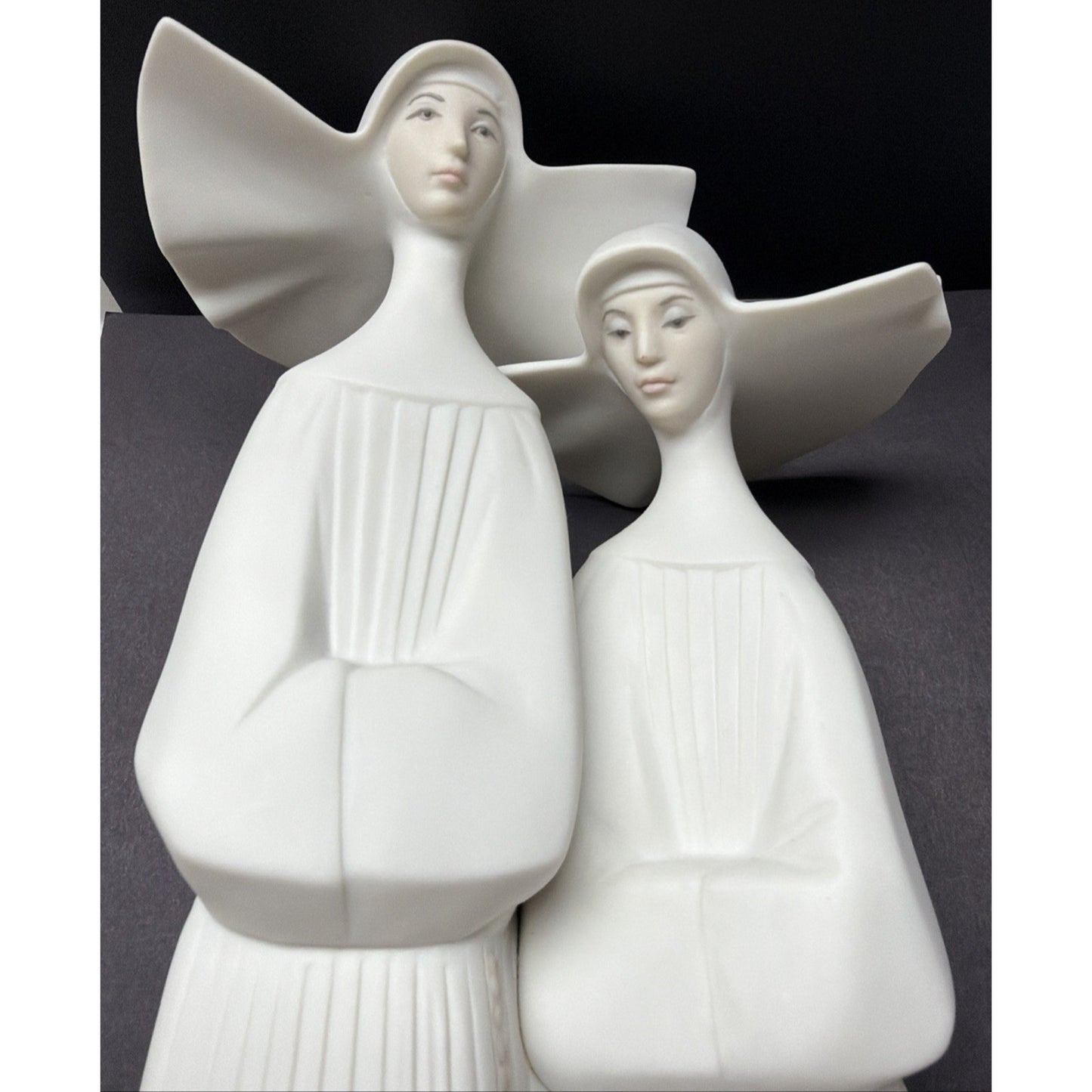 Vtg Lladro Daisa Bisque Porcelain Two Nuns Sculpture Rosaries Religious As Is