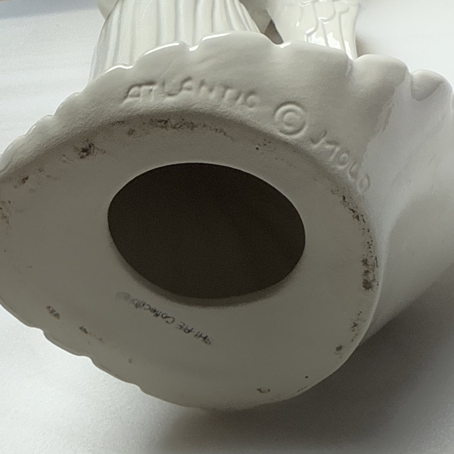 Vintage Atlantic Mold Ceramic Angel Playing Harp Hand Painted Glazed Large As Is