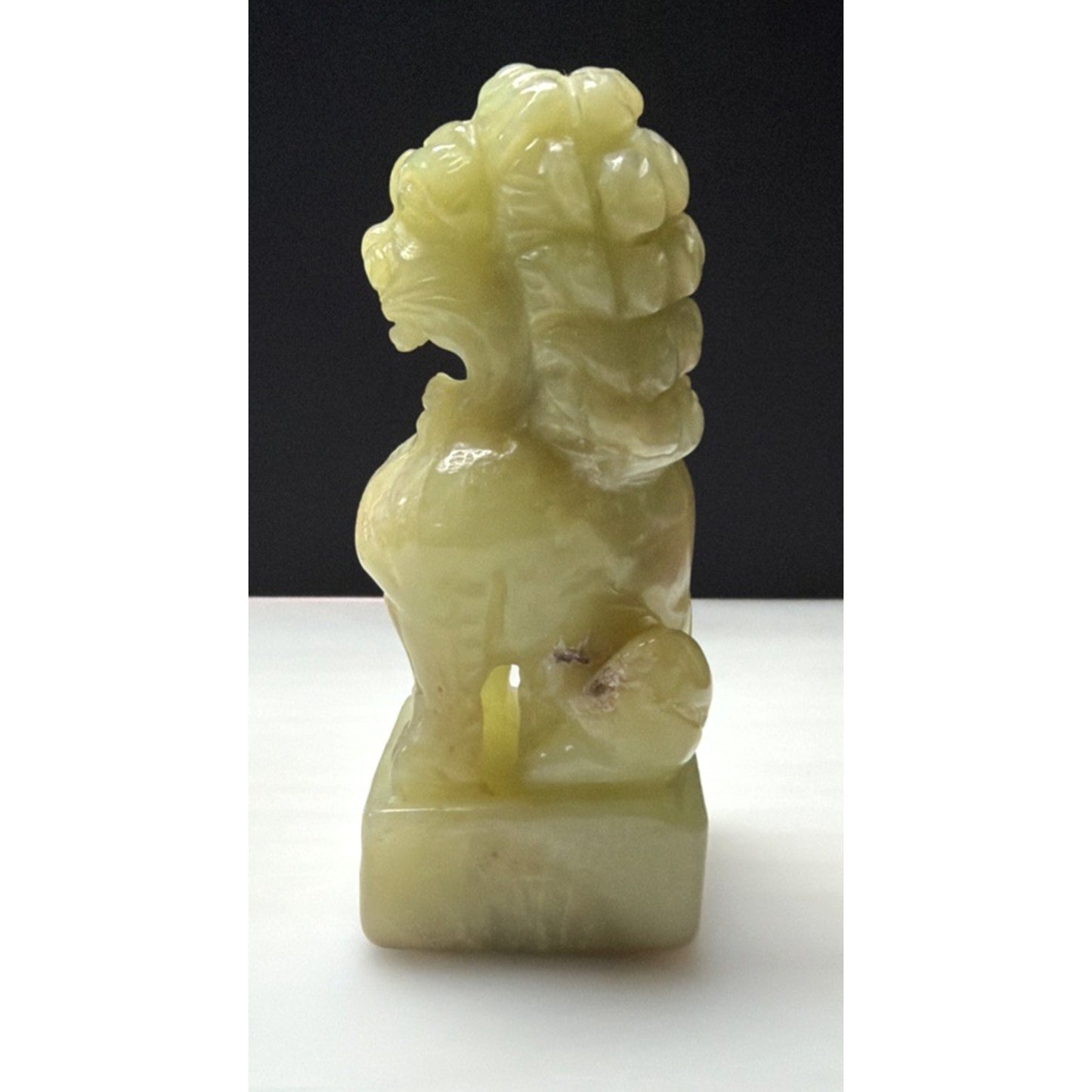 Vintage Carved Green Stone Jade Foo Dog Stamp Seal Box Personalized As Is Read