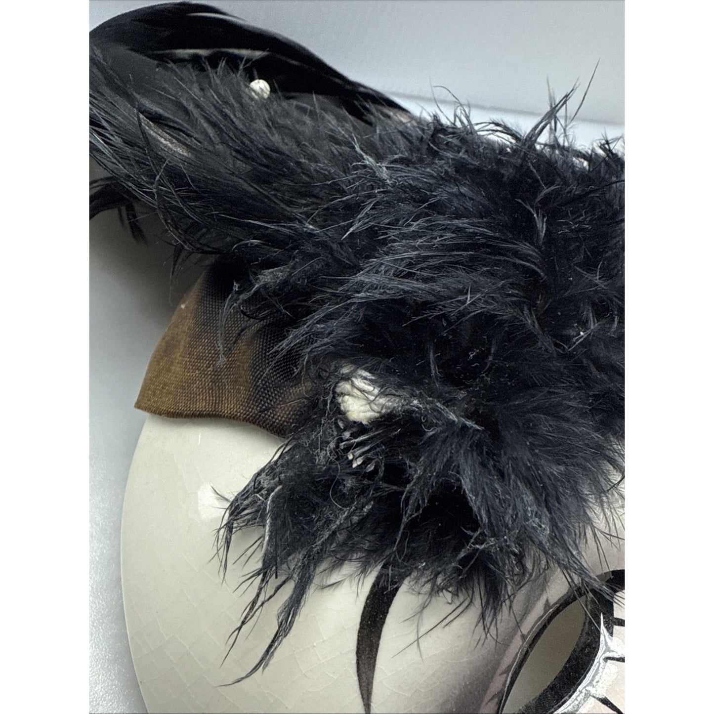 Unique Creations Ceramic Glazed Mask Feathers Pearl Signed Sticker 318/500 As-Is