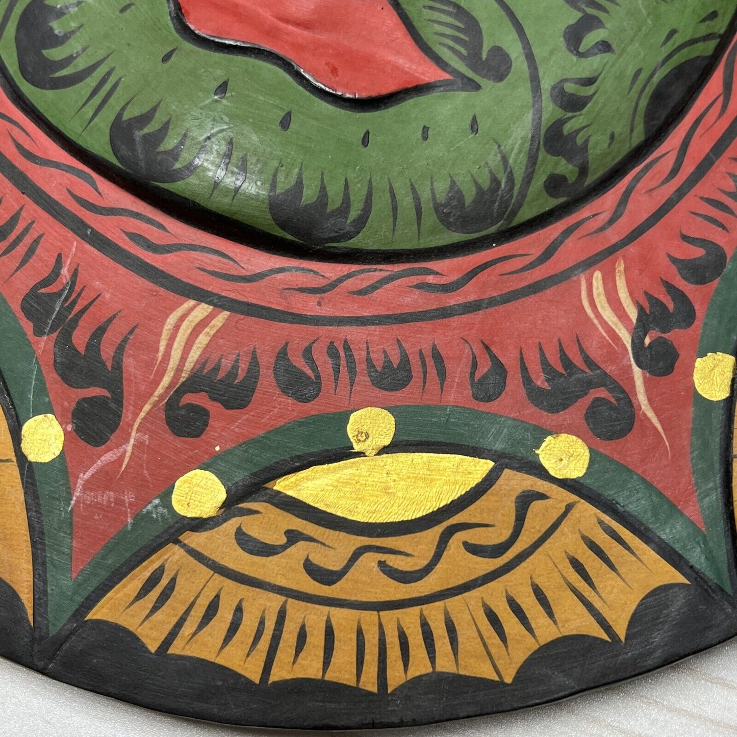Vintage Folk Art Wood Carved Sun Face Mask Tribal Hand Painted Large