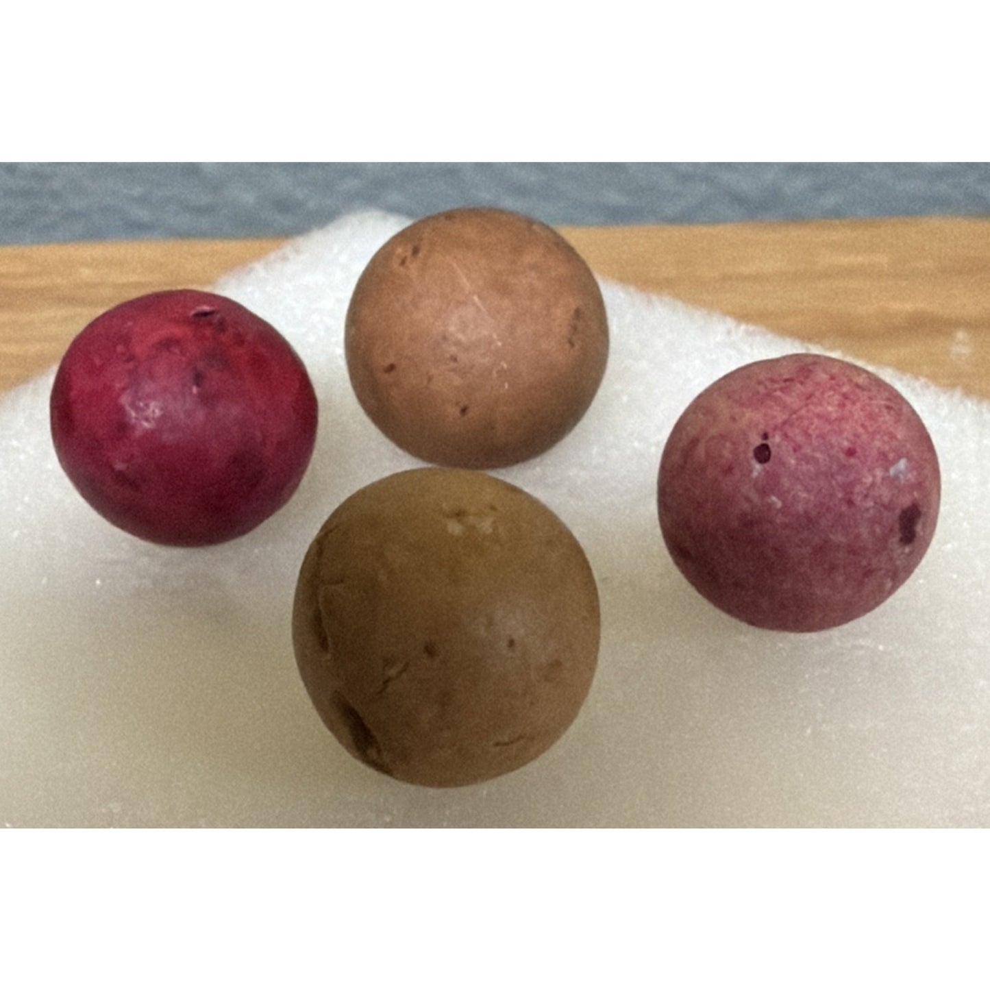 Antique Lot of 4 Clay Marbles As Is Yellow Brown Red