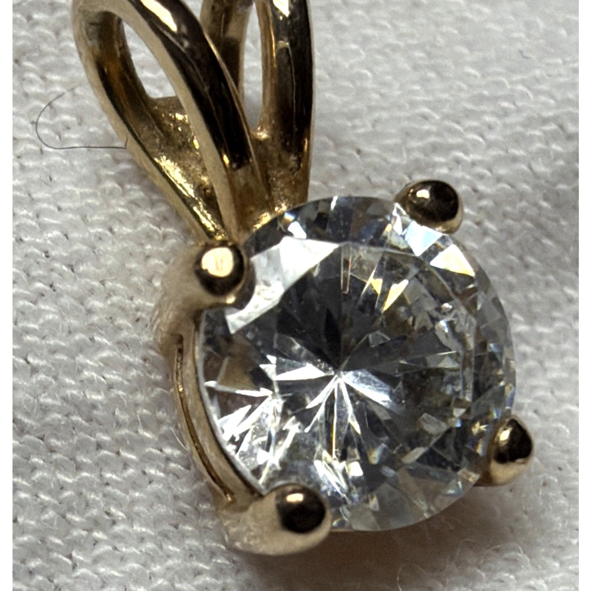 Vintage Gold Vermeil Cubic Zirconia Solitaire Sterling Silver Pendant