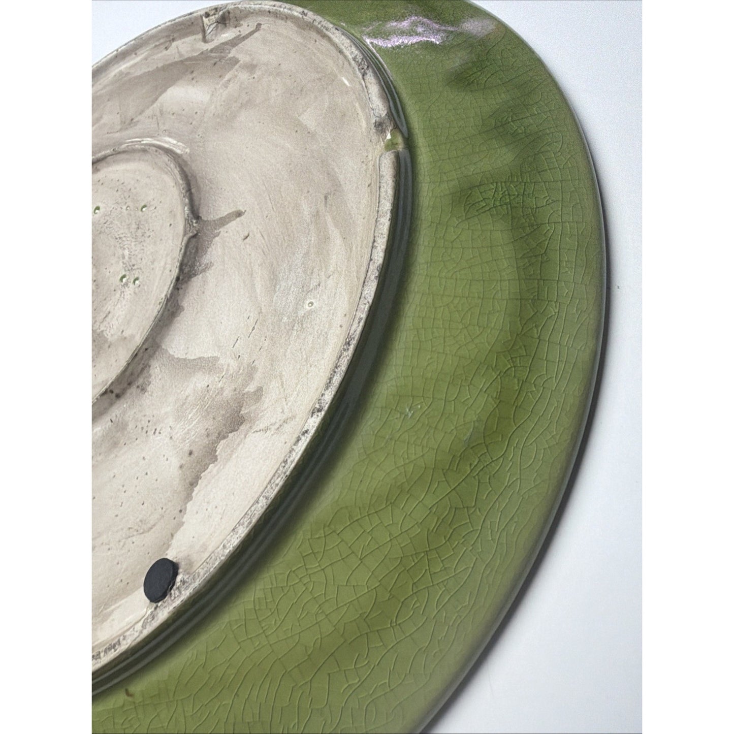 MCM En Franco Guadalajara Pottery Charger Tray Large Crackle Glaze Botanical