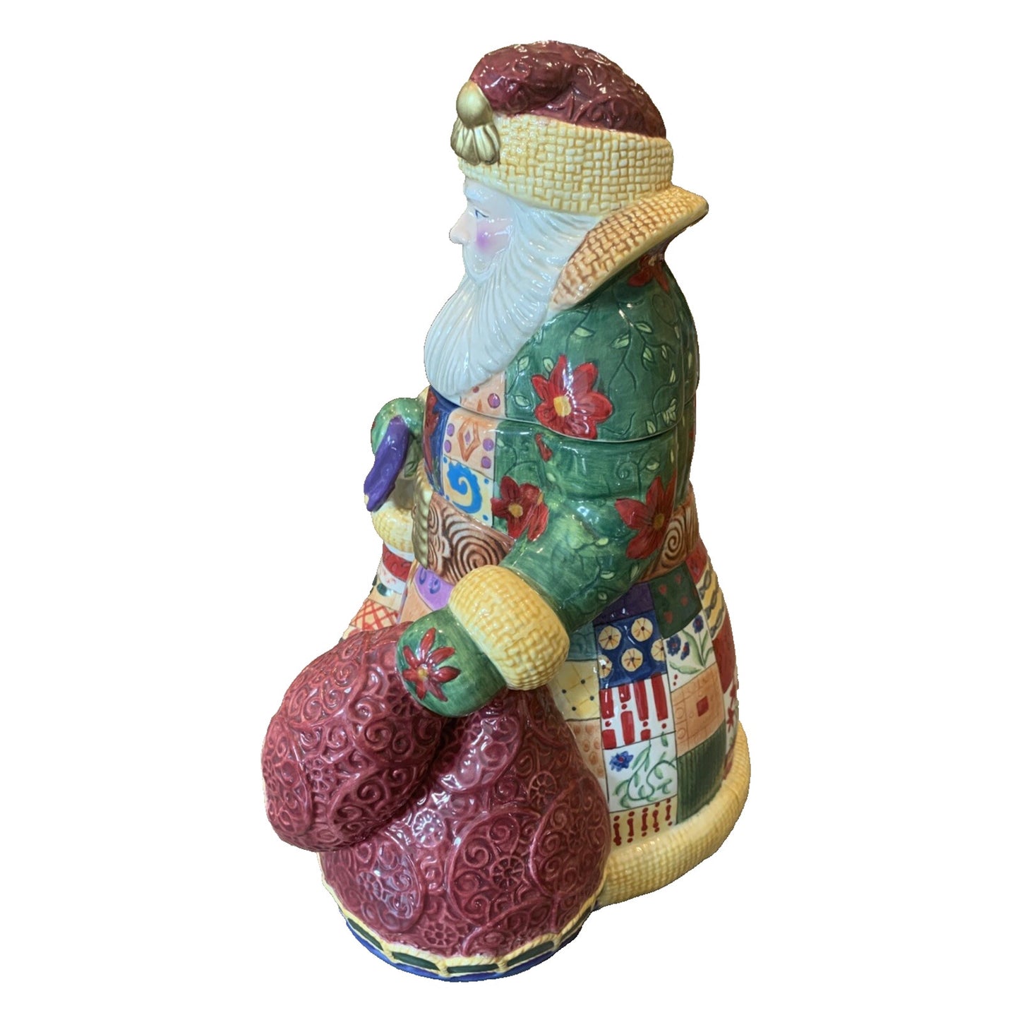 Studio Nova Mikasa Old World Santa Classic Ceramic Cookie Jar Patchwork Quilt