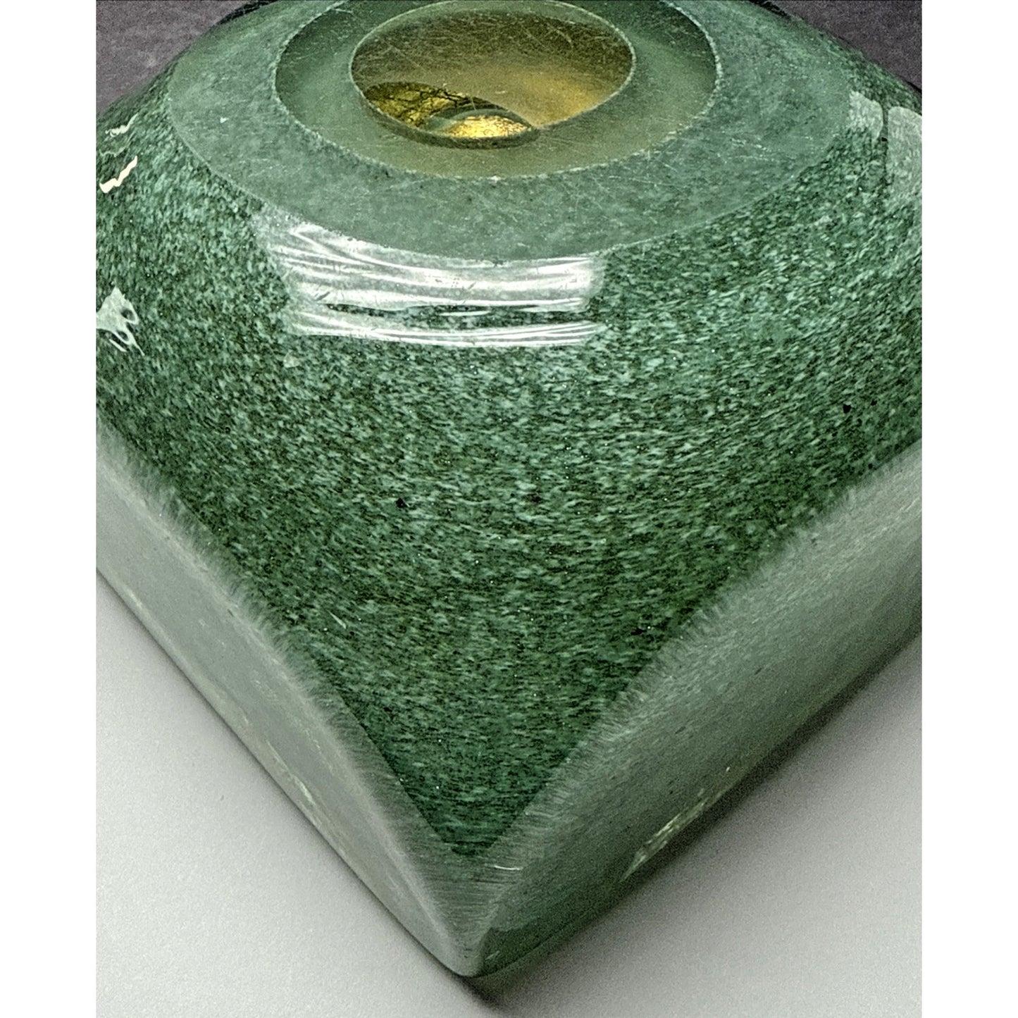 MCM Barovier Toso Eugenio or Aborigeni Art Glass Square Bowl Ashtray Gold Jade