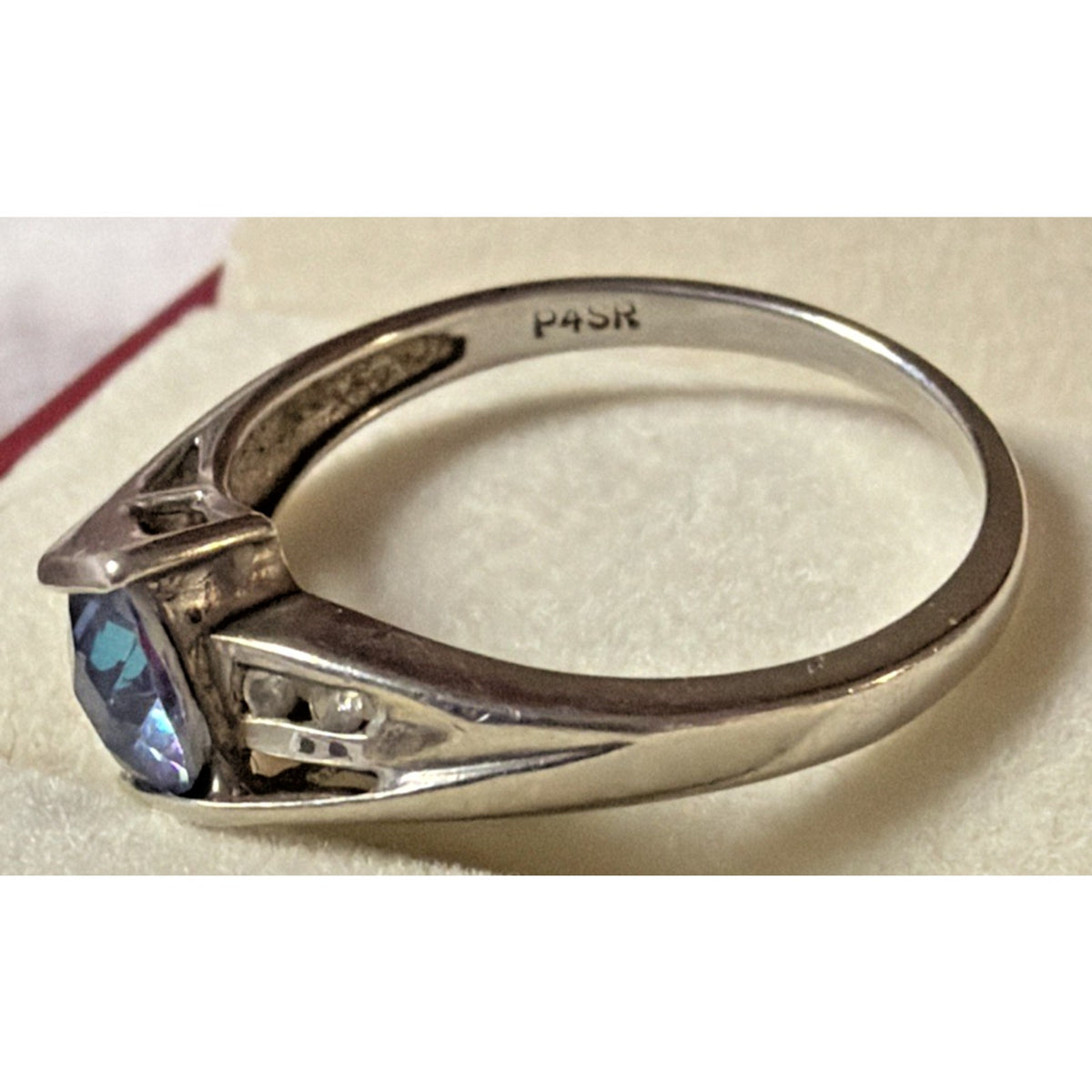 Vintage Star Ring Inc P4SR Diamond Topaz Ring Platina 4 Sz 7 Read Description