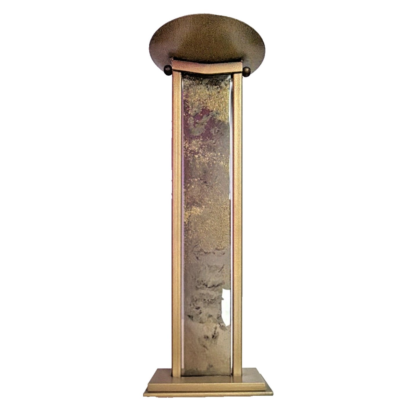 MCM Tony Evans Designs California Smoky Glass Metal Pillar Abstract Holder As Is