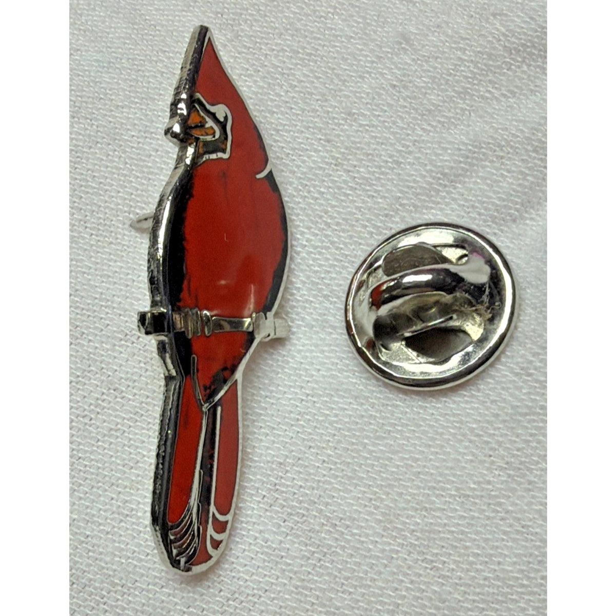 Vintage MAFCO Red Cardinal Bird Lapel Pin Enamel Nature Wildlife As Is