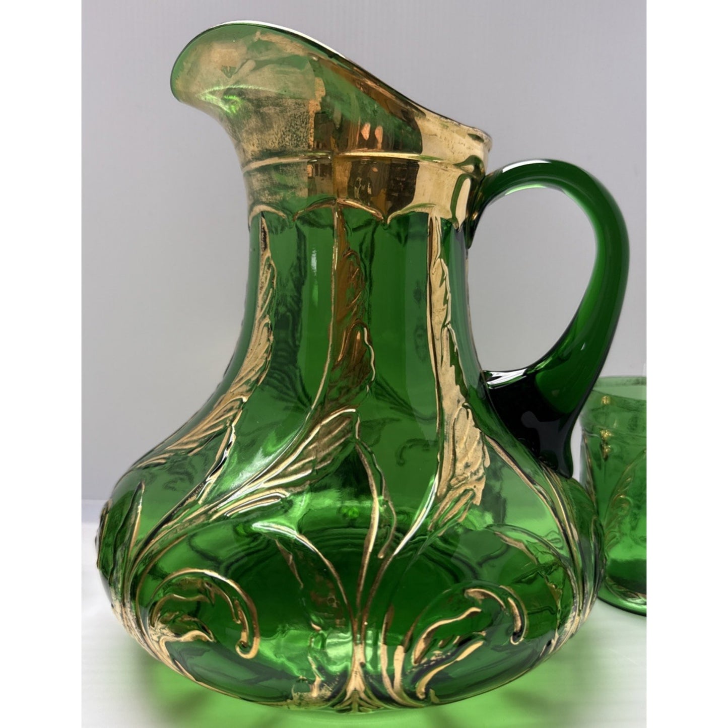 Eapg Lot of 6 Dugan Glass Waving Quill Water Lemonade Set Pitcher Tumbler As Is
