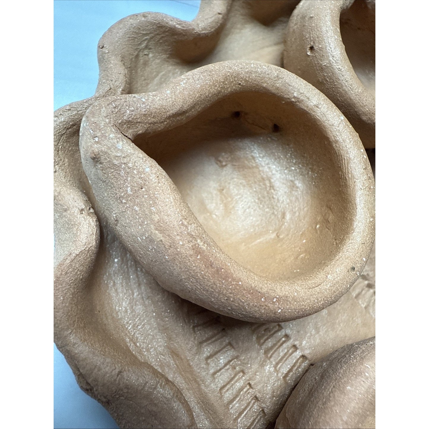 Clay Pot Diwali Oil Prayer Lamp Mitti Diya Plate Five Candle As Is