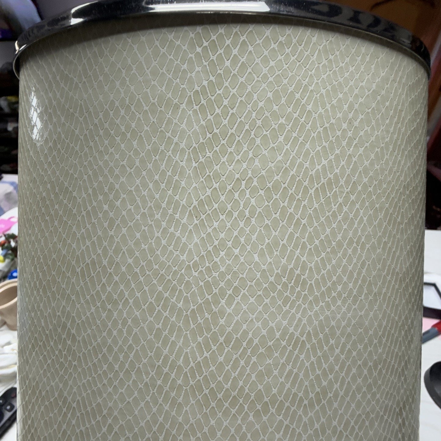 MCM Leather Snakeskin Lamp Push Button Double Light Push Button Plug In As Is