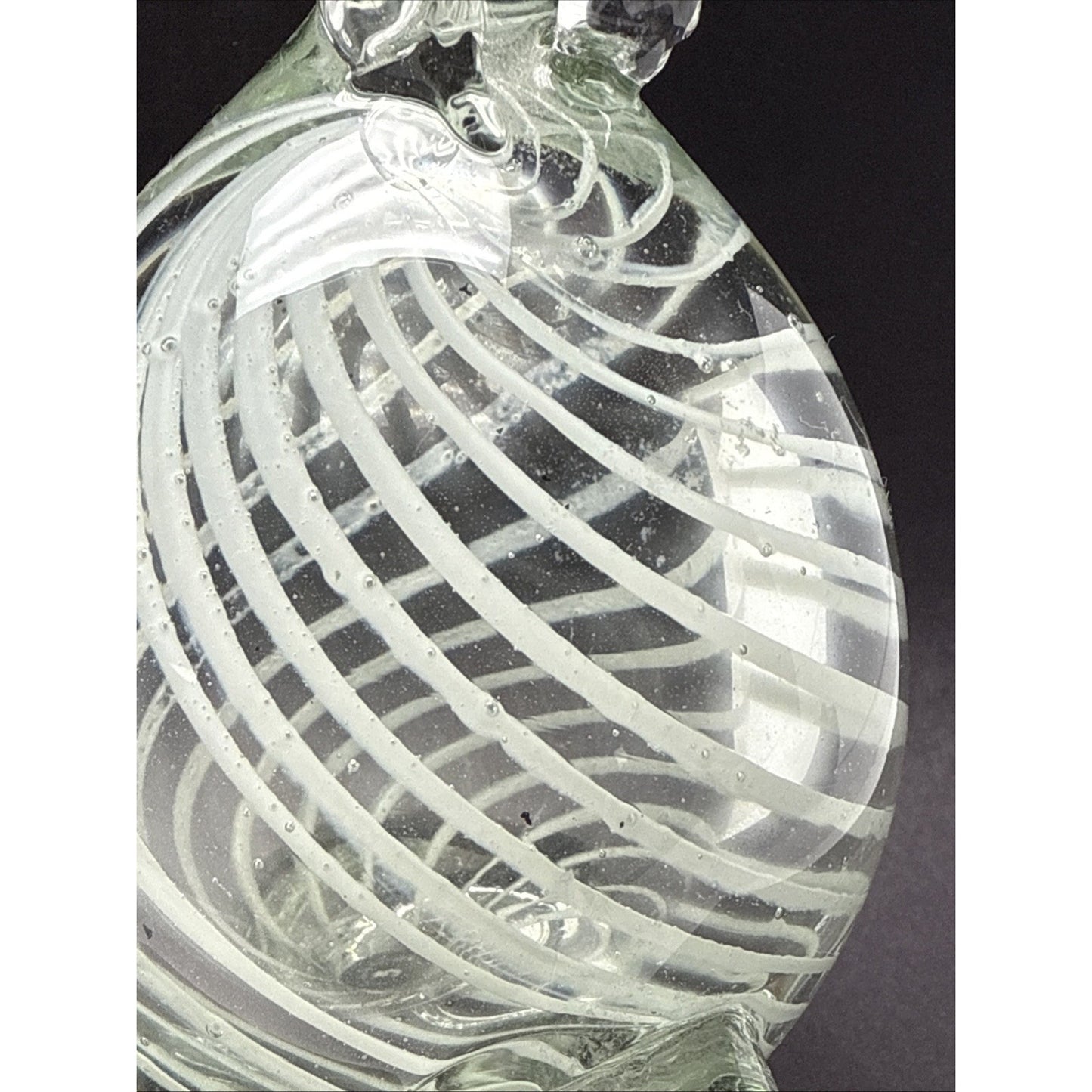 Vintage Blown Glass Mouse White Spiral Curved Tail Figurine Paperweight As Is