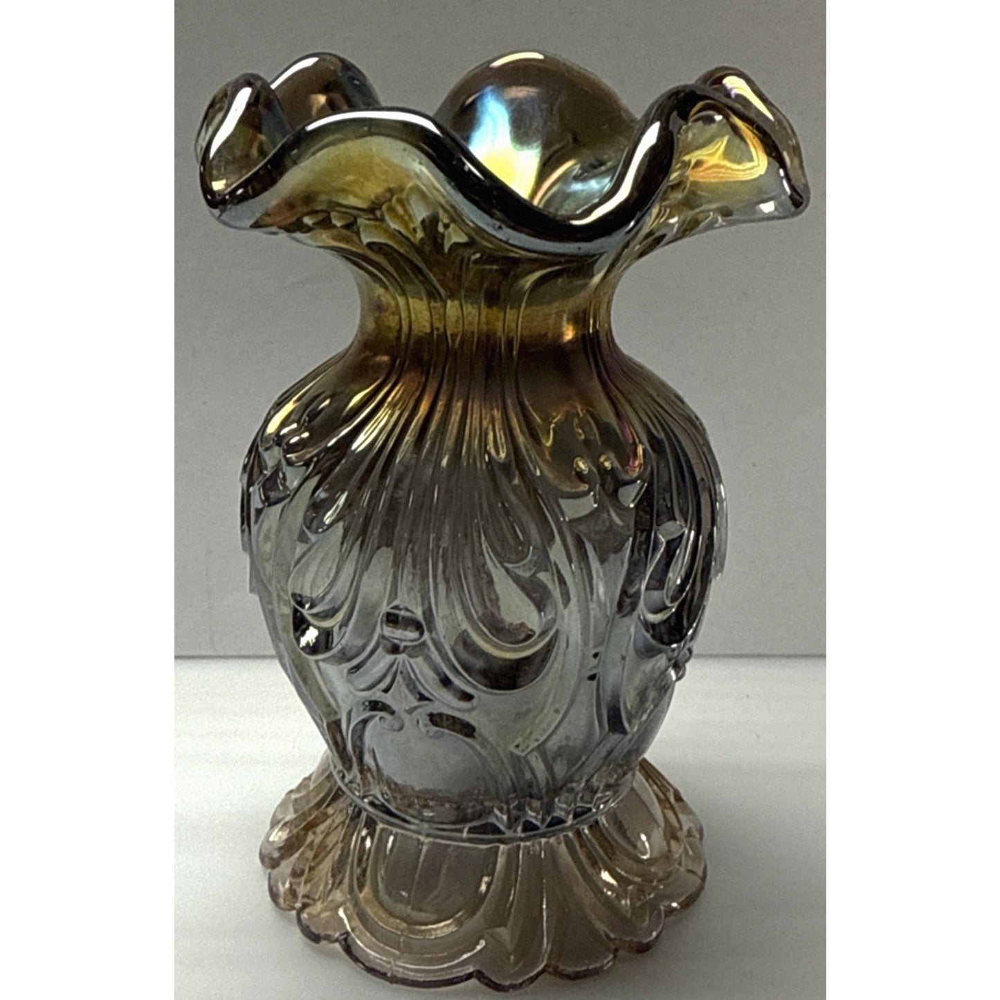 Antique Imperial Glass Rococo Carnival Smoke Vase